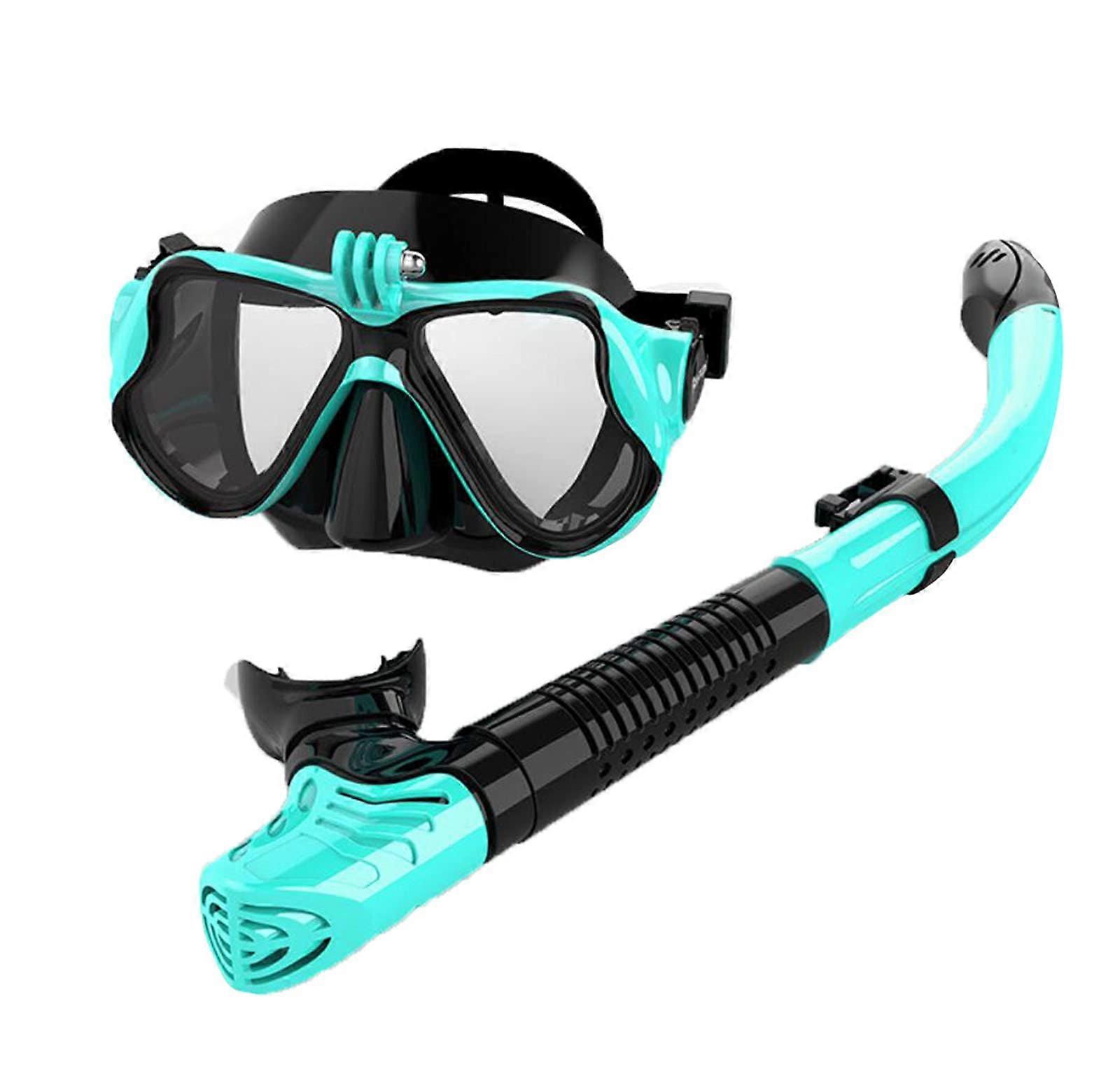 Adult Snorkel Set with Anti-Leak Mask, Anti-Fog Panoramic Diving Mask, Tempered Glass, Breathable Snorkeling Gear, Blue