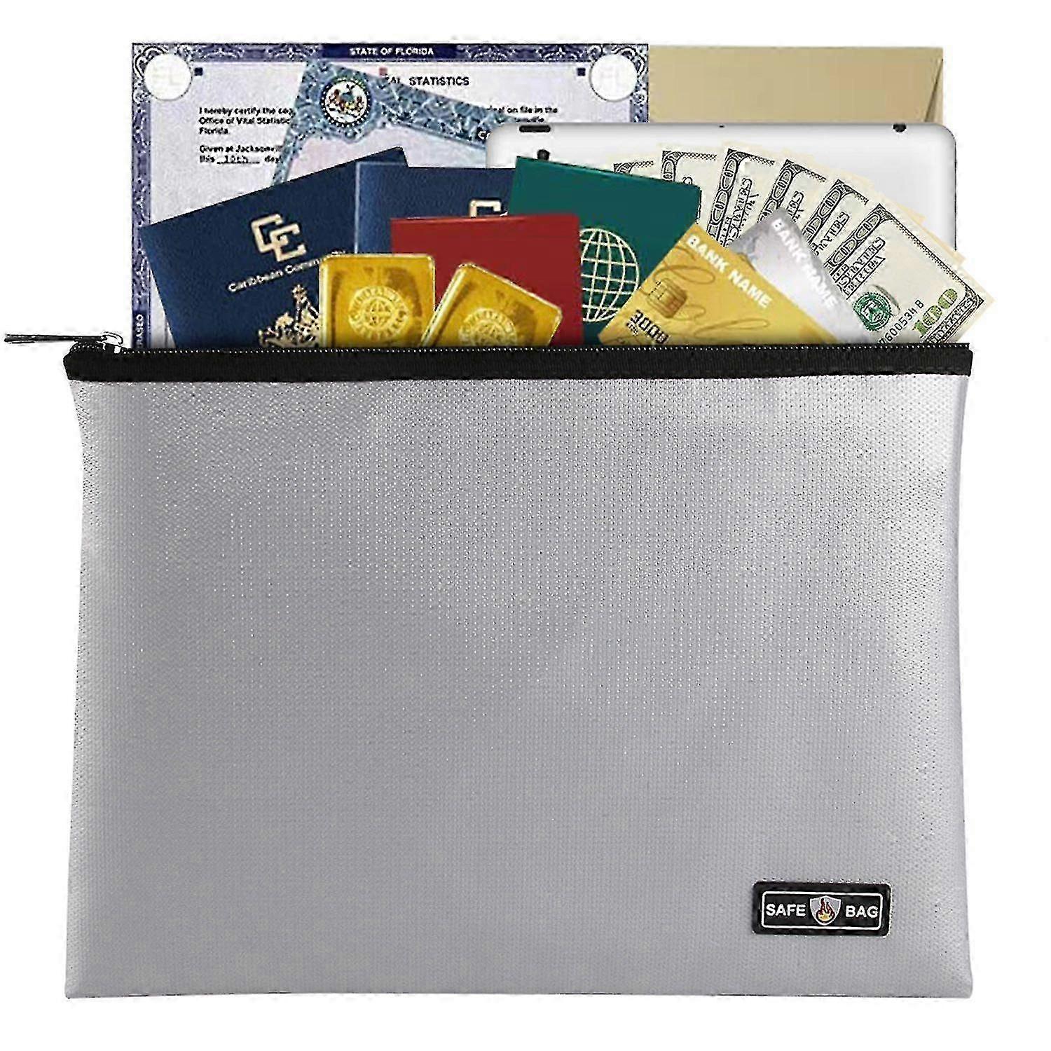 Fireproof Document Bag Fireproof And Waterproof File Folder Money Bag Safe Storage Pouch Holder Orga