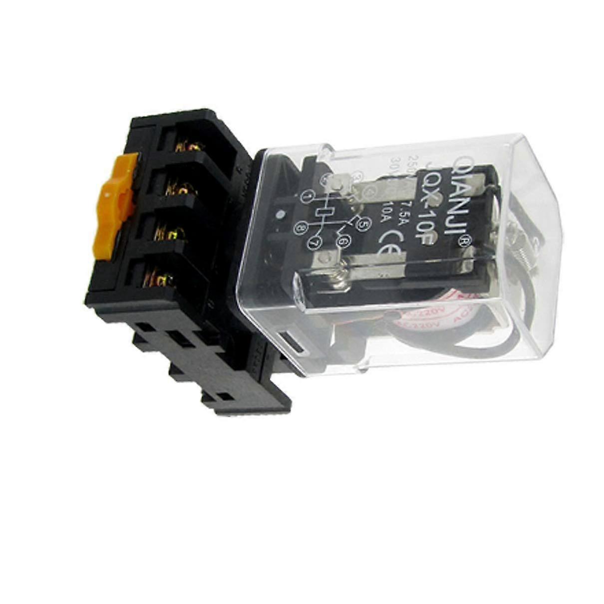JQX-10F 2Z DPDT Relay 220V Coil 8 Pin Power Relay with Accessory Base Socket for General Purpose Applications