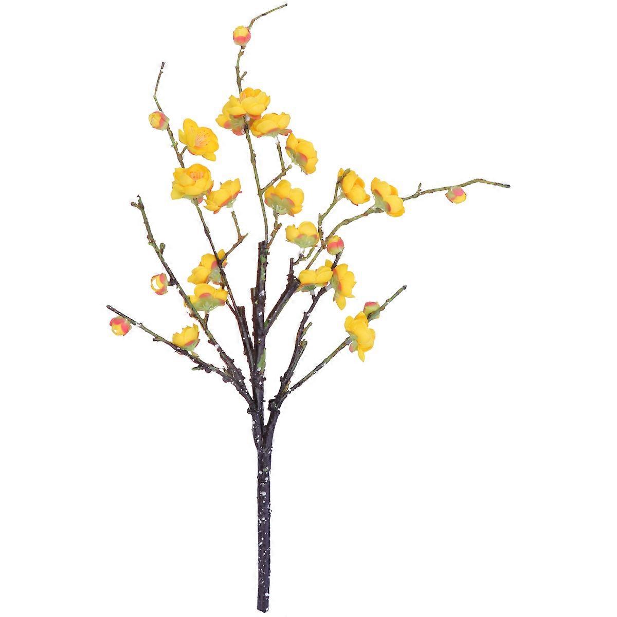 Artificial Blossom Tree Simulation Plum Flower Branches Yellow Natural-Looking Office Decoration About 12 X 3 Cm 1Pc