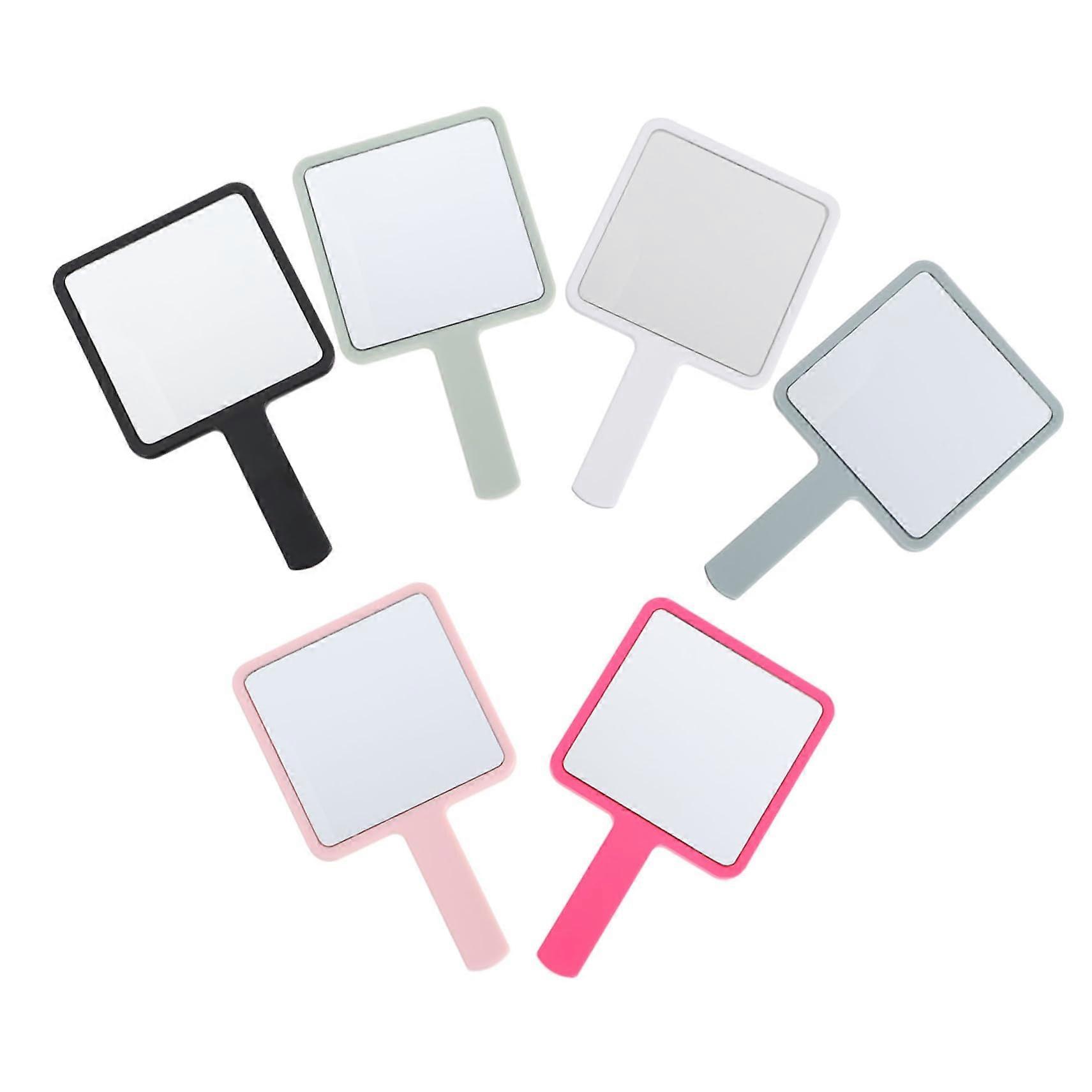 6 Pieces Compact Hand Mirror Women  Makeup Mirror with Plastic Handle