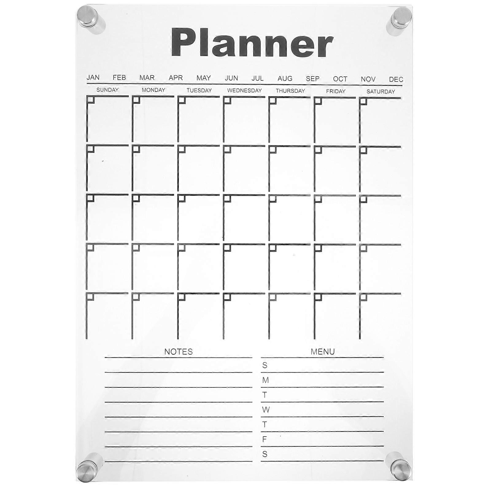 Acrylic Dry Erase Wall Calendar Reusable Monthly Weekly Planner Memo Board Erasable for Home Office Shop Decoration