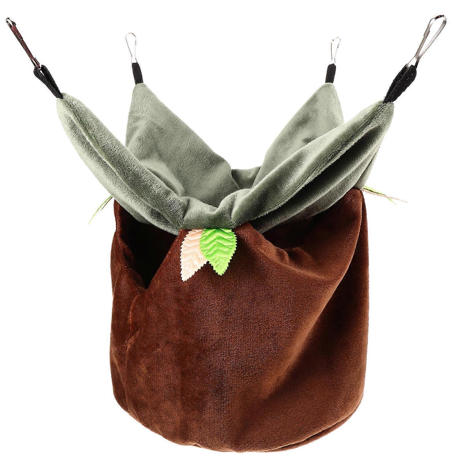 Bird Hammock Parrot Hanging Bed Warm Sleeping Indoor Use Light Brown 28.00X28.00X19.00CM 1Pcs