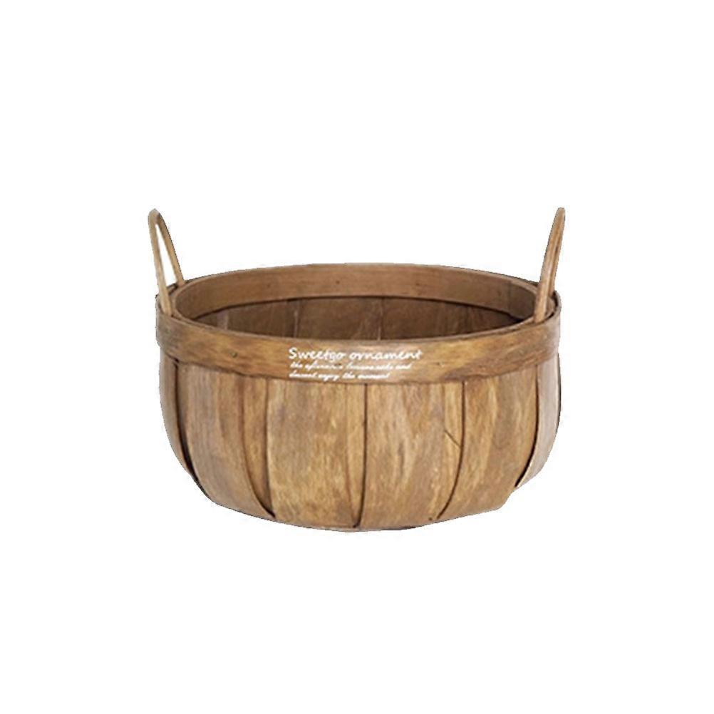 Countertop Fruit Basket Wooden Picnic Basket for Outdoor Home Use Small Size Light Coffee Color Storage Organizer 1Set
