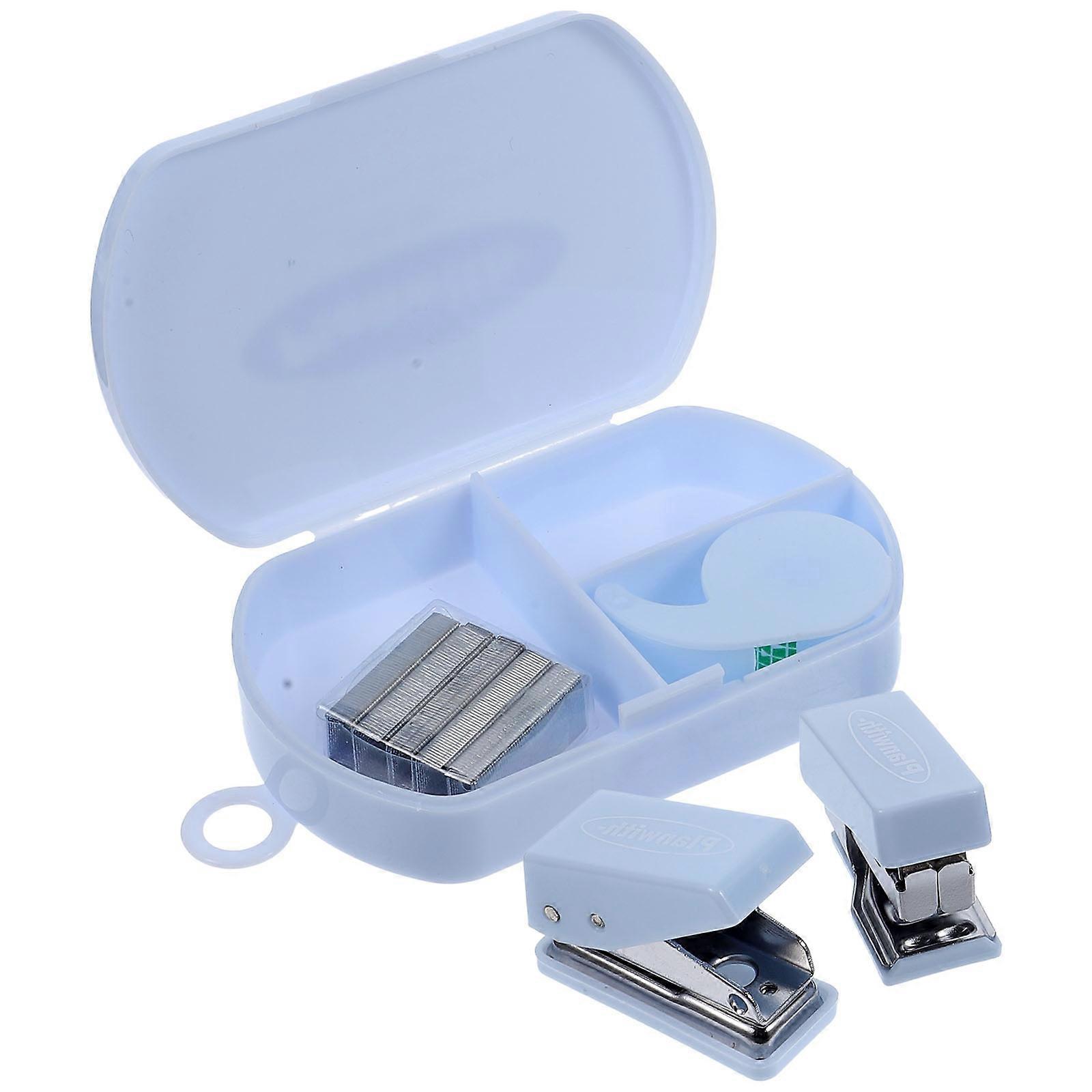 Tape Stapler Set Small Tape Dispenser Diy Tools Blue Rectangular Stapling 1Set