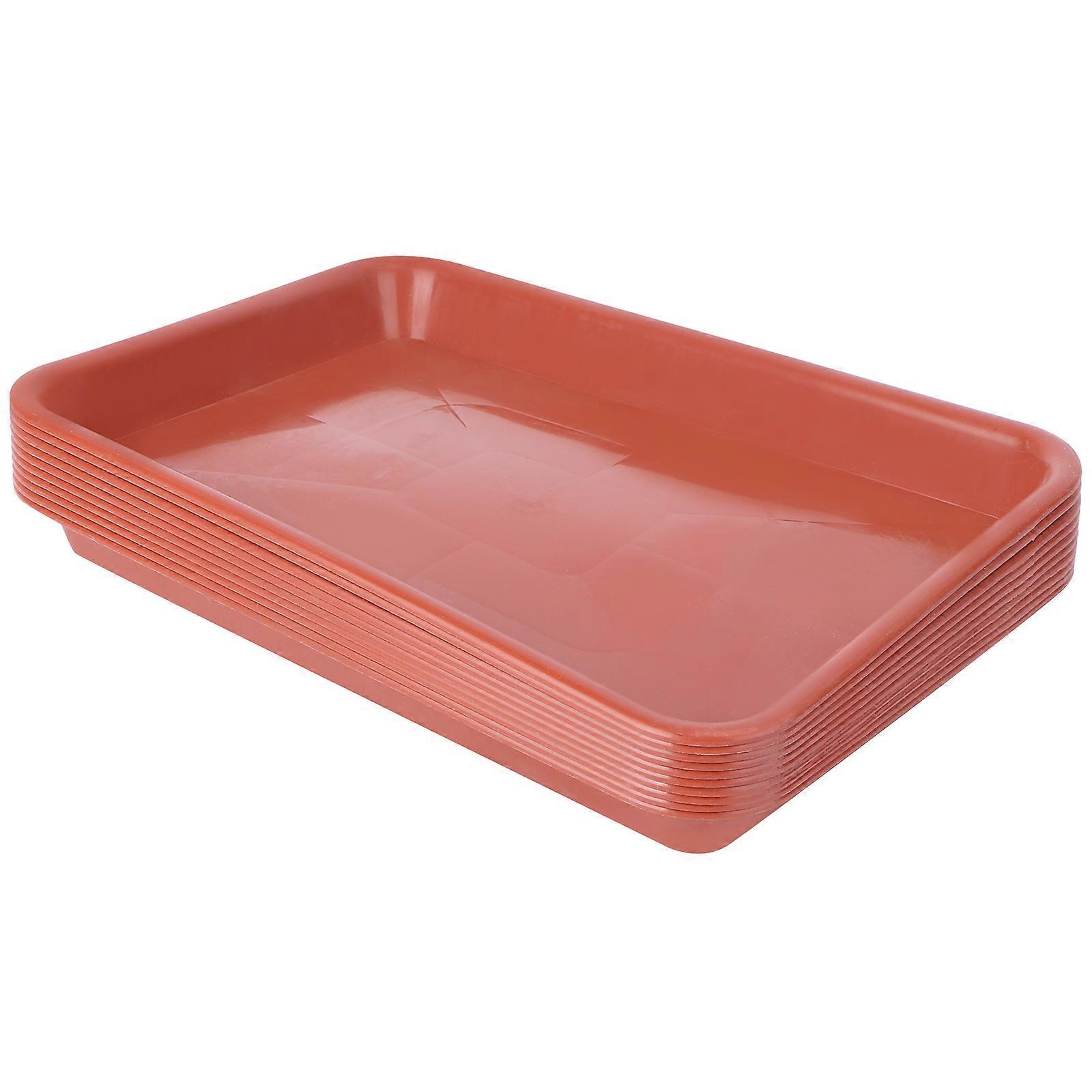 Trays For Plants Plastic Flowerpot Base Plate Rectangular 28x19cm Red Water Collection 10Pack