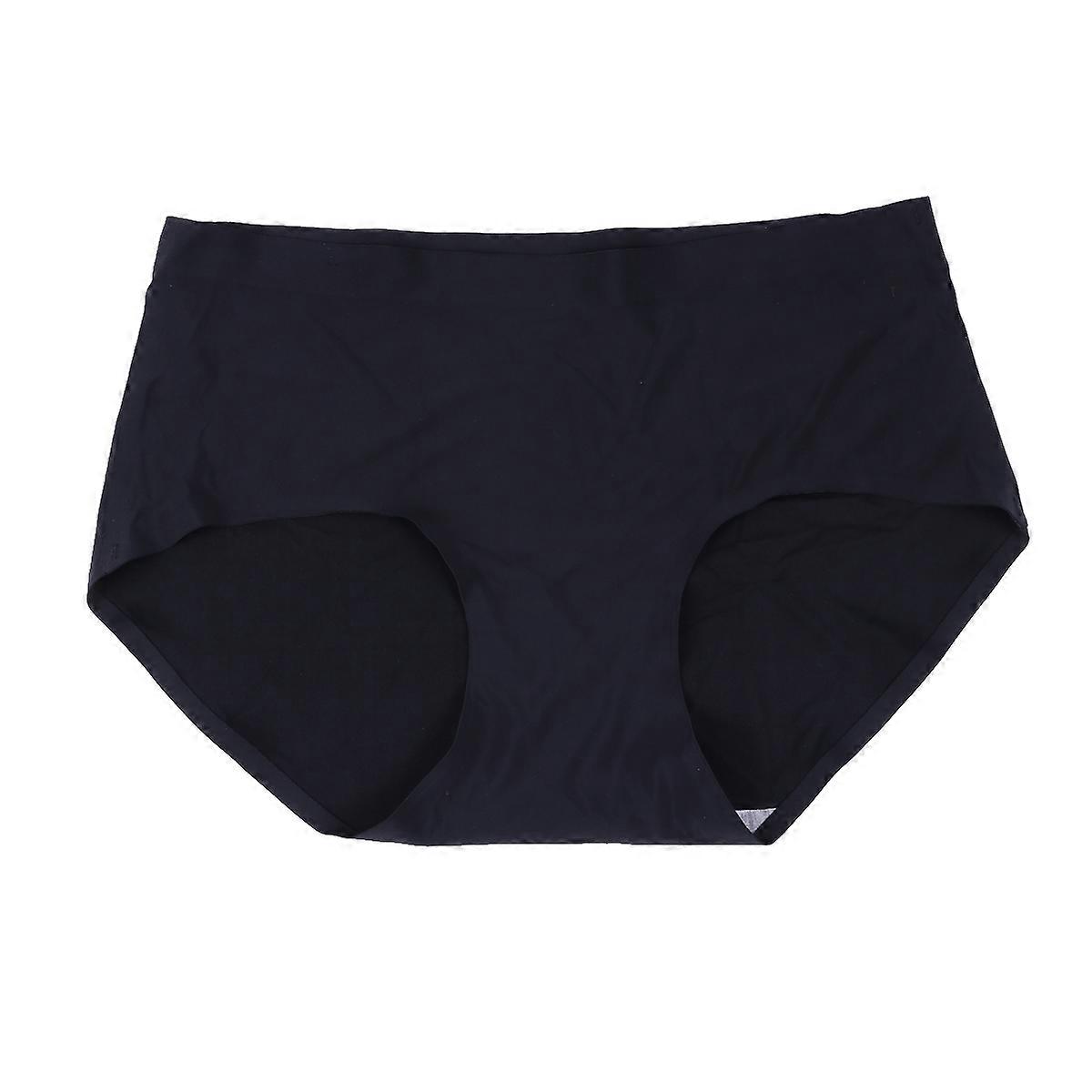 Soft Seamless Underwear Ladies Breathable Middle Waist Panties Black XL 1Pack