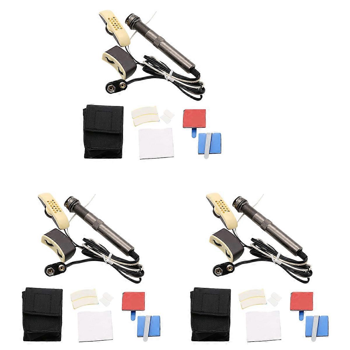 3X Guitar Pickup A-202 Guitar Equalizer Piezo Pickup Amplifier Tuner with 6.35Mm Output Jack (with M