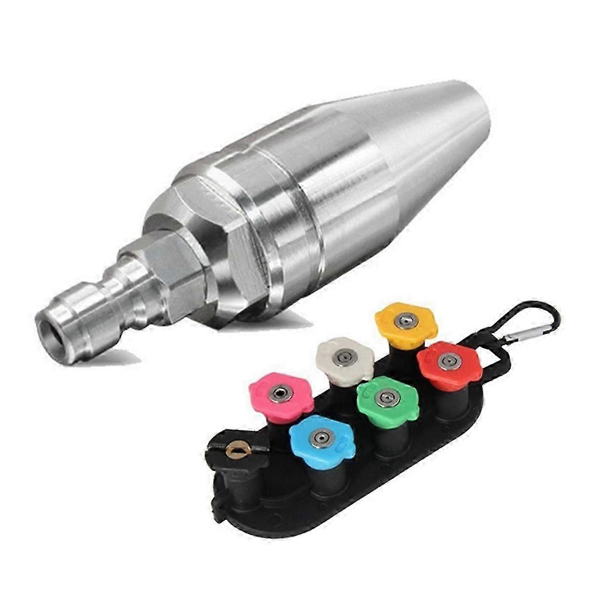 Turbo Nozzle for Pressure Washer Rotating for Hot and Cold Water with 1/4 Quick Connect 7 Nozzle Ti