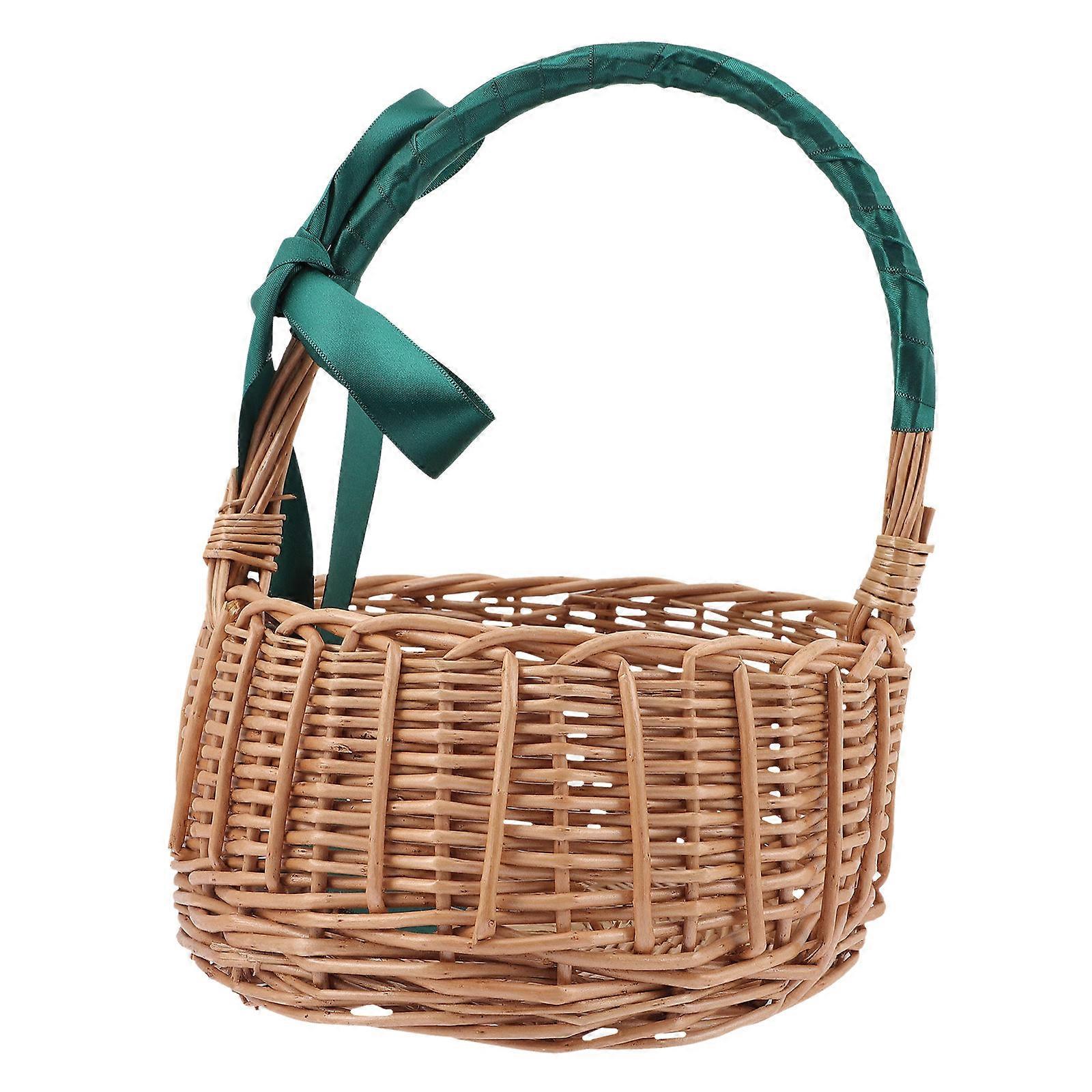 Handwoven Flower Basket Wicker Basket Home Organization Oval Shape Natural Look 1Set