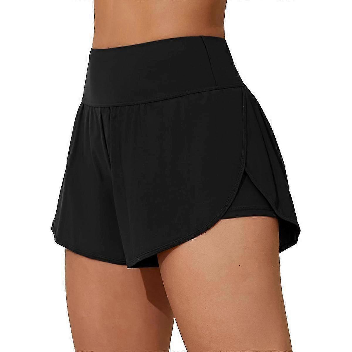 Women Swim Shorts Side Split Swim Trunk 2 in 1 Board Shorts with Pockets Swim Bottom