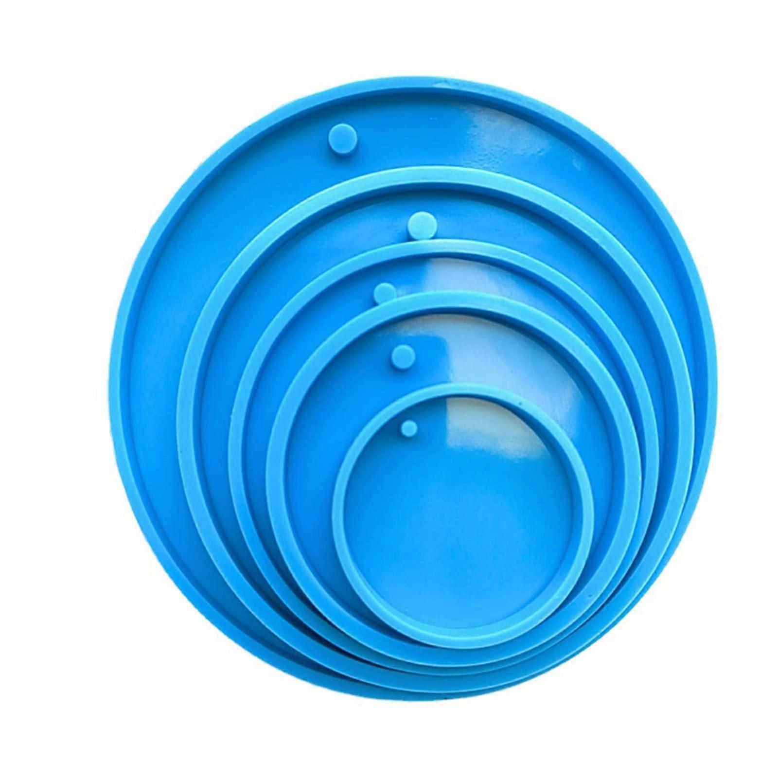 Epoxy resin molds for keycha, pendants, charms, round, with hole for jewelry, 5 pieces
