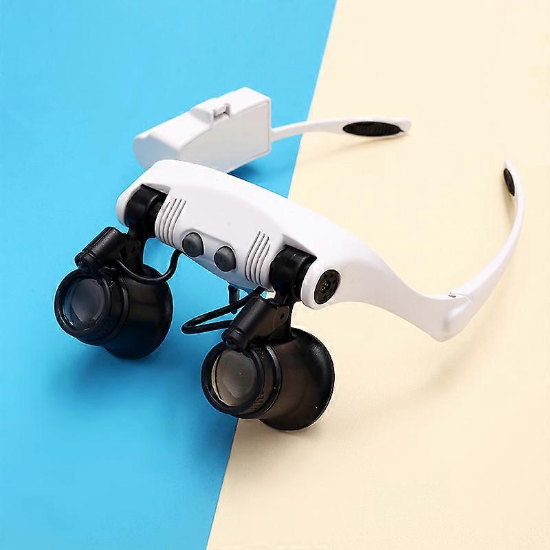 Headband Magnifying Glass with LED Light, Hands Free Magnifier with 2 LED Lights Replaceable Lens 3X 4X 5X 6X 7X 10X 15X