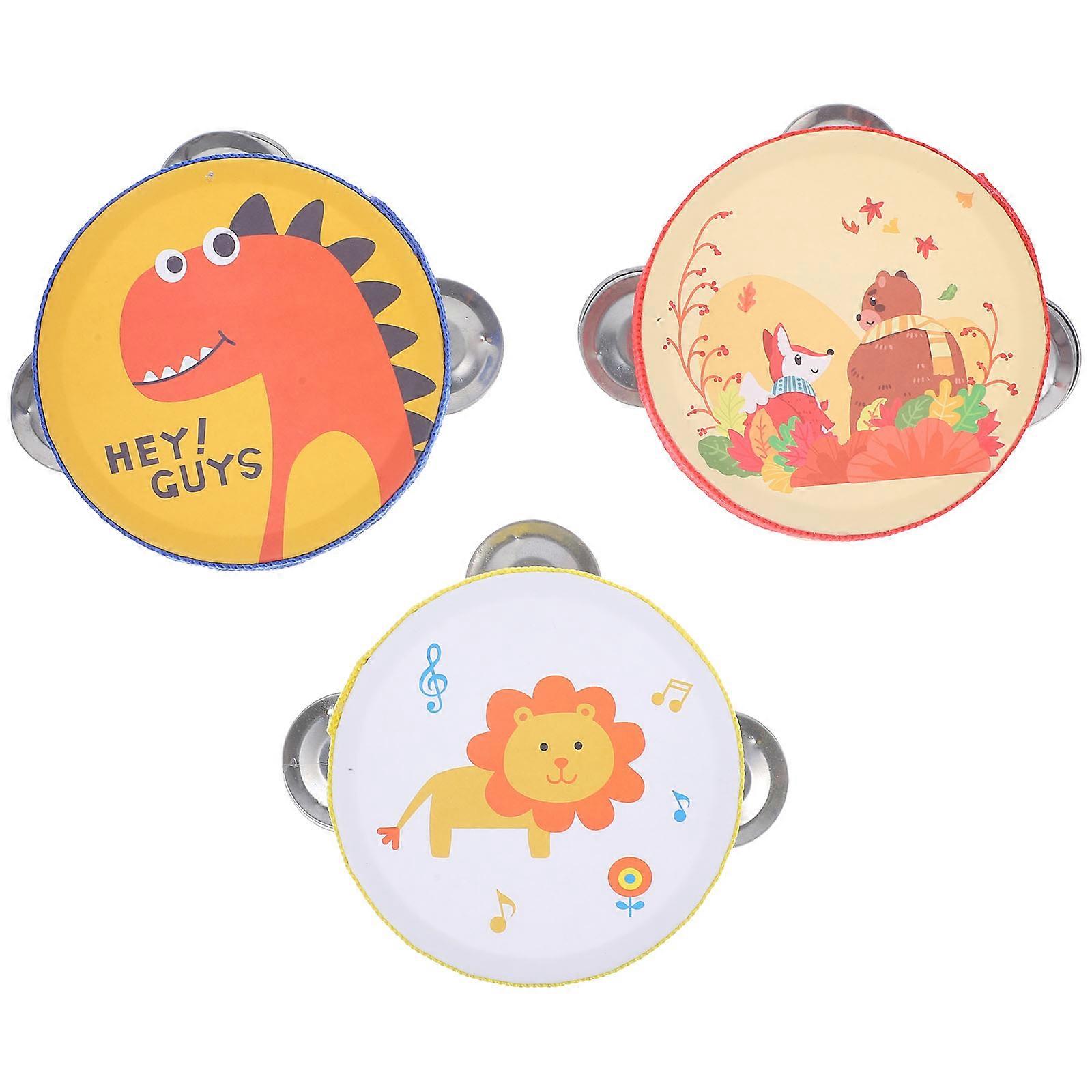 Percussion Musical Instrument Child Tambourine For Kids Entertainment Assorted Color 10.50X10.50X4.30CM Music Education 3Pcs