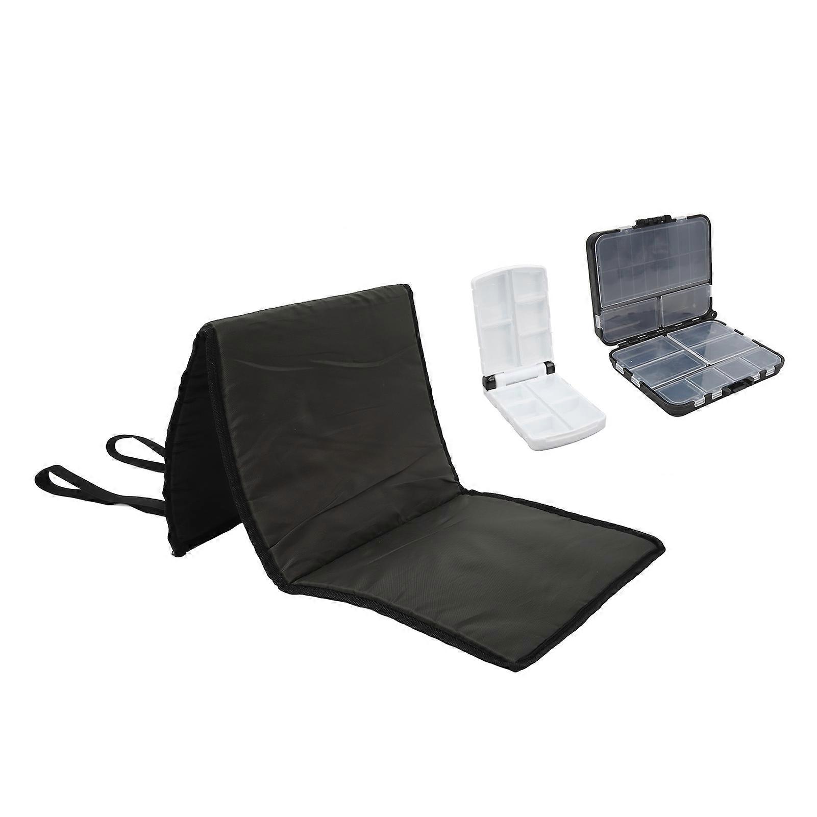 Fish Folding Unhooking Mat with 2 Lure Boxes Sturdy Sponge Fishing Landing Pad for Angling