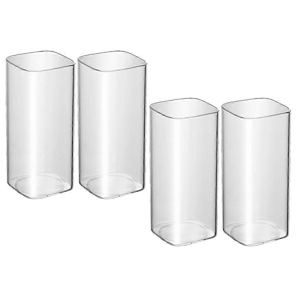 Glass Coffee Cup Square Shape Simple Style For Restaurant 5.3X2.4X2.4in 4Pcs
