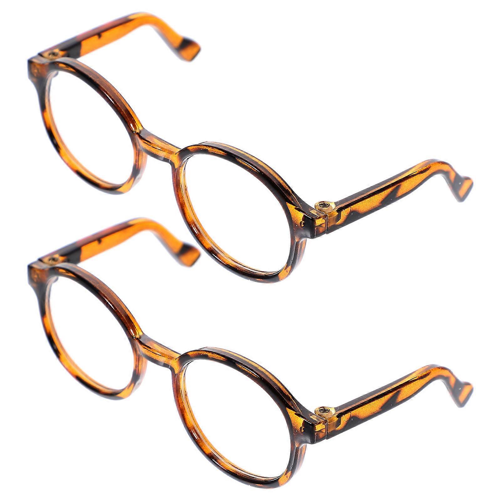 Mini Doll Eyeglasses Practical Props For Photography Doll Accessories Leopard Pattern 2Pcs