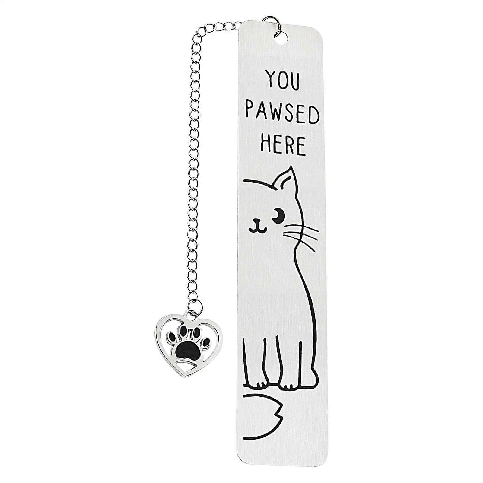 Metal Bookmark with Cat Paw Charm