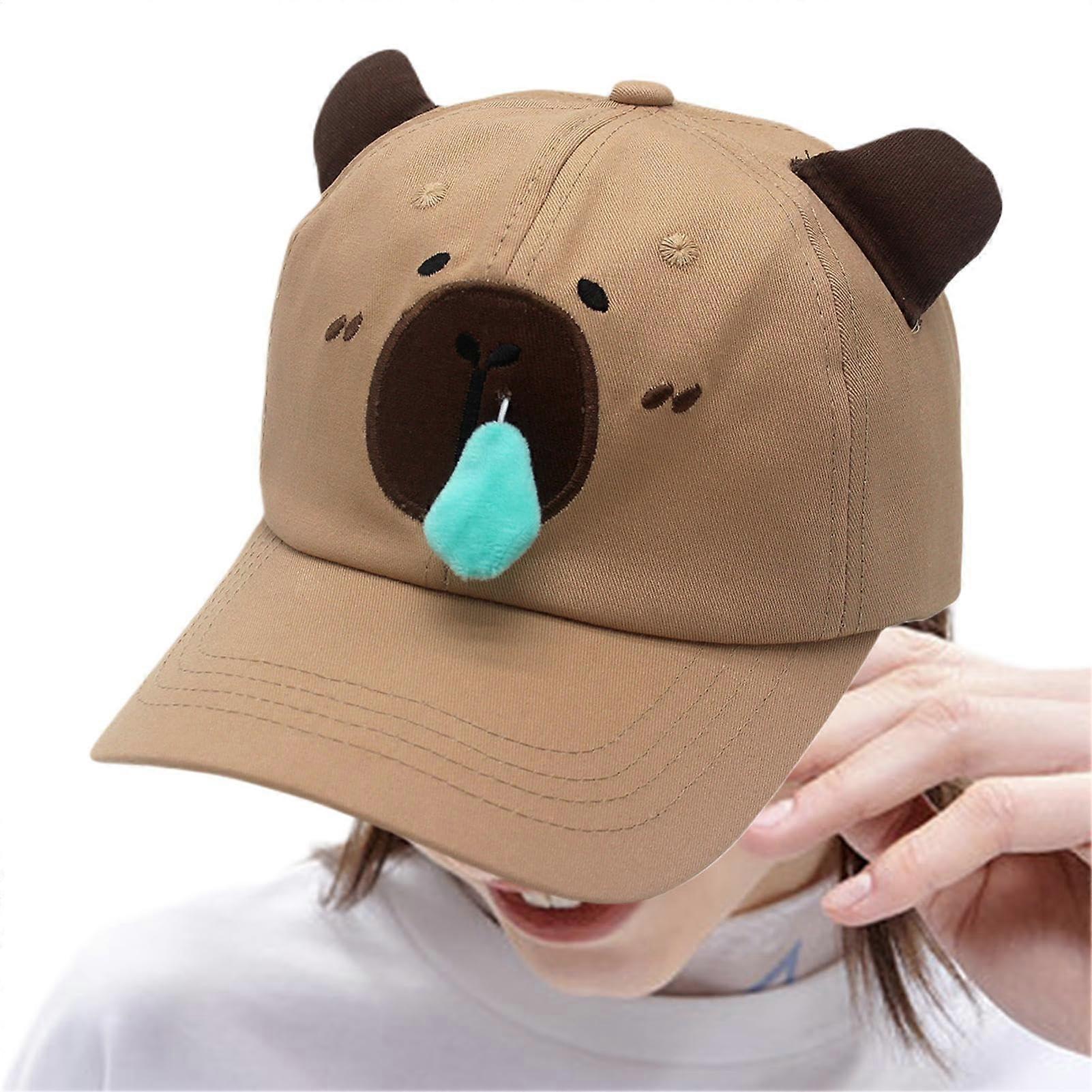 Funny Capybara Cap with Embroidery, Adjustable Capybara Trucker Hat, Cute Cap with Print, Soft Cotton Snapback Hat, Stylish  With M