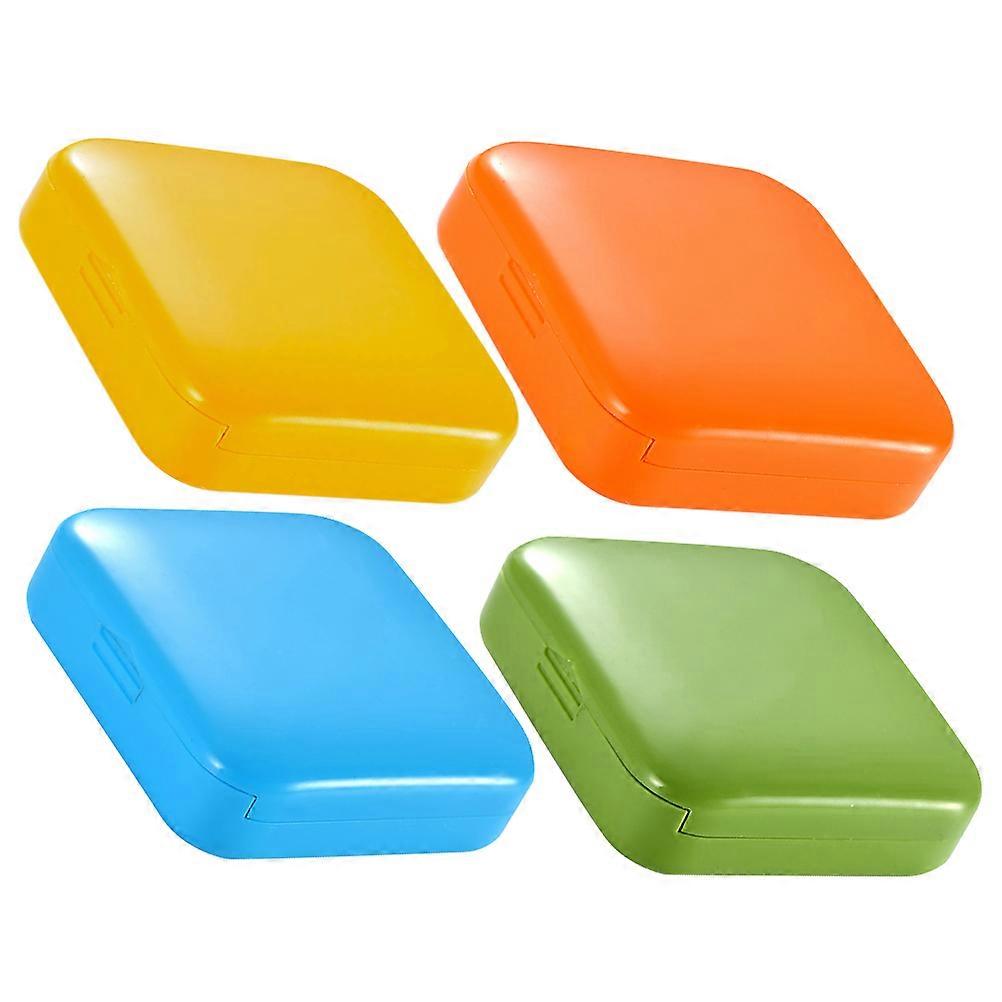 Portable Daily Pill Case Small Travel Containers Organizer Storage Free Square 4Pcs