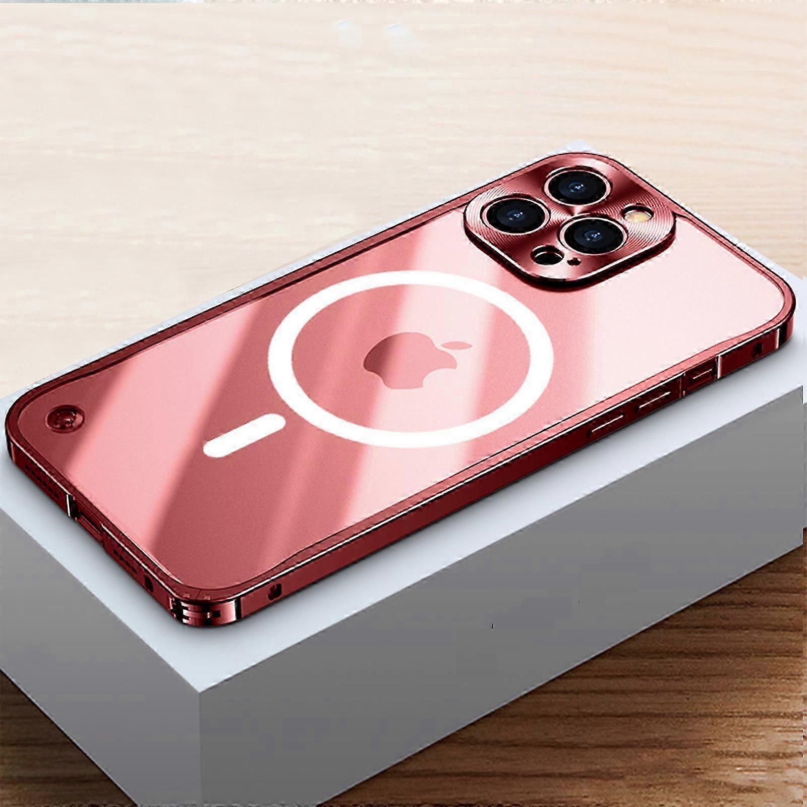 Magnetic Case for iPhone 15 Pro Max/15 Ultra Case Compatible with MagSafe, Metal Aluminum Alloy Bumper Case with Camera Lens Protector&Safety Lock