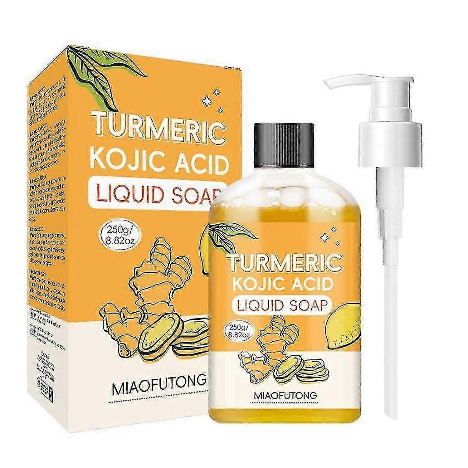 Turmeric Body Wash & Brightening Soap with Kojic Acid for Dark Spots & Acne Scar Reduction