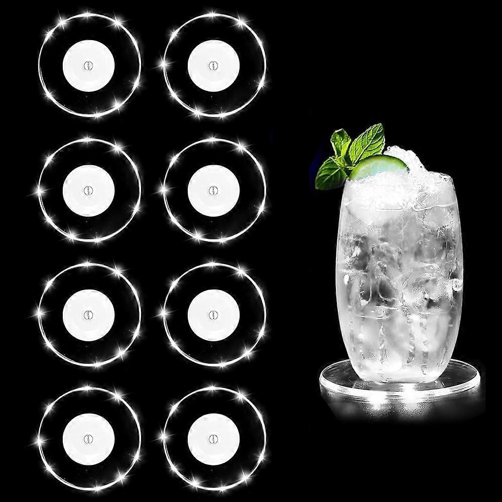 8Piece LED Coaster Set with 7 Lighting Modes for Parties, Bars, Weddings