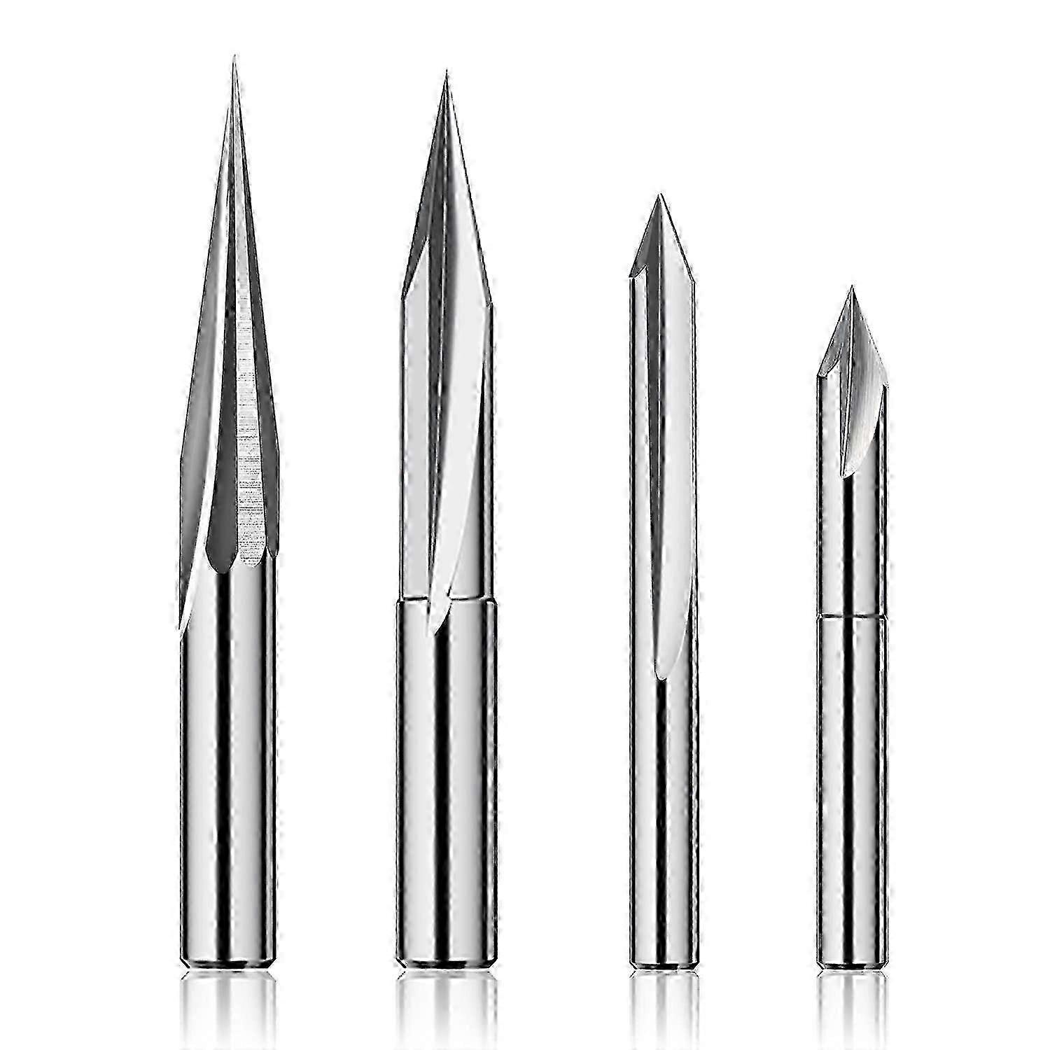 1/4" router bit set for wood carving, 6mm & 4mm v-groove and profile bits, tungsten steel
