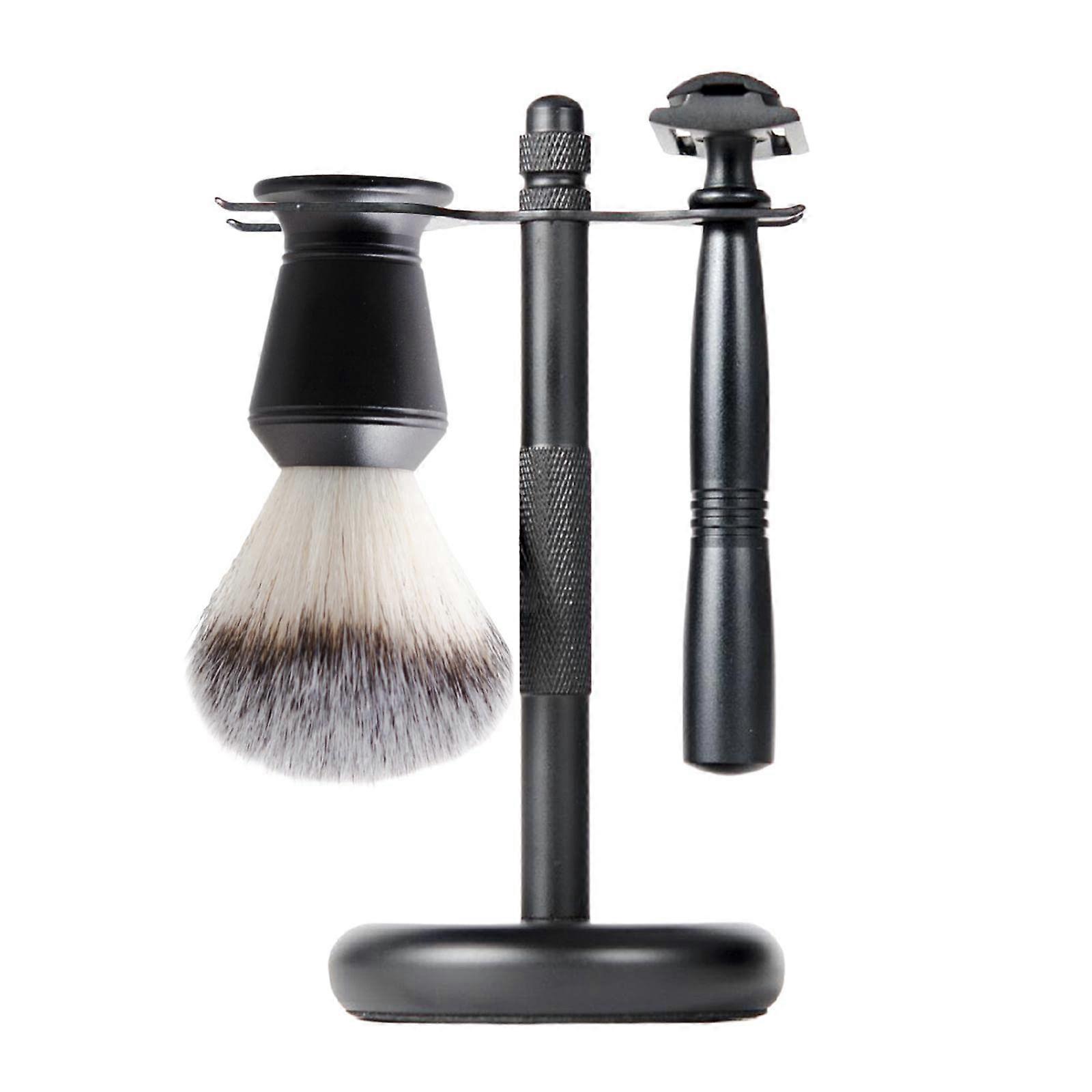 3piece men's shaving set, black, elegant brush stand set, gift for barbershop tools/1207