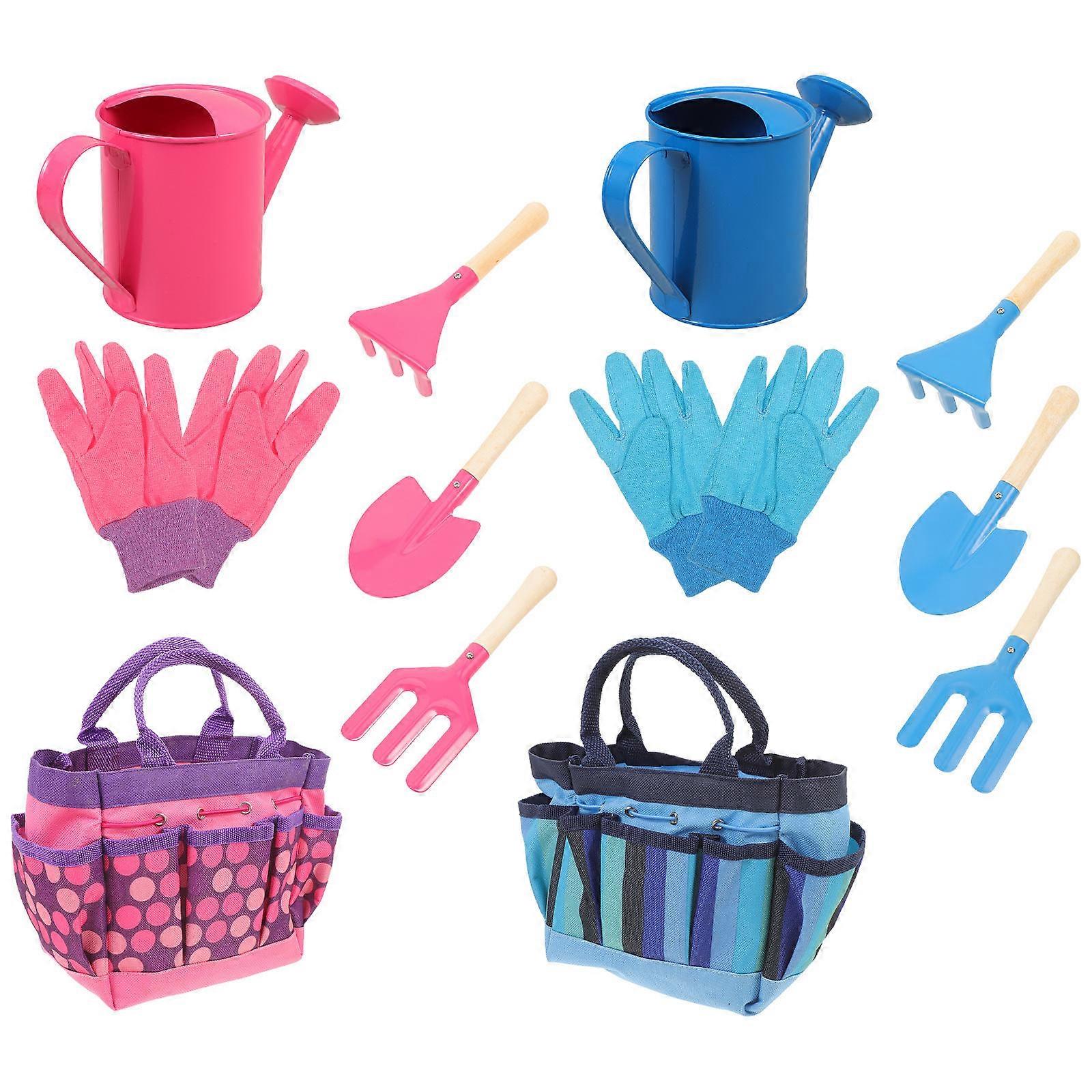 Gardening Tools For Kids Practical Planting Tool Kit Including Watering Kettle Rake Pink 2Set