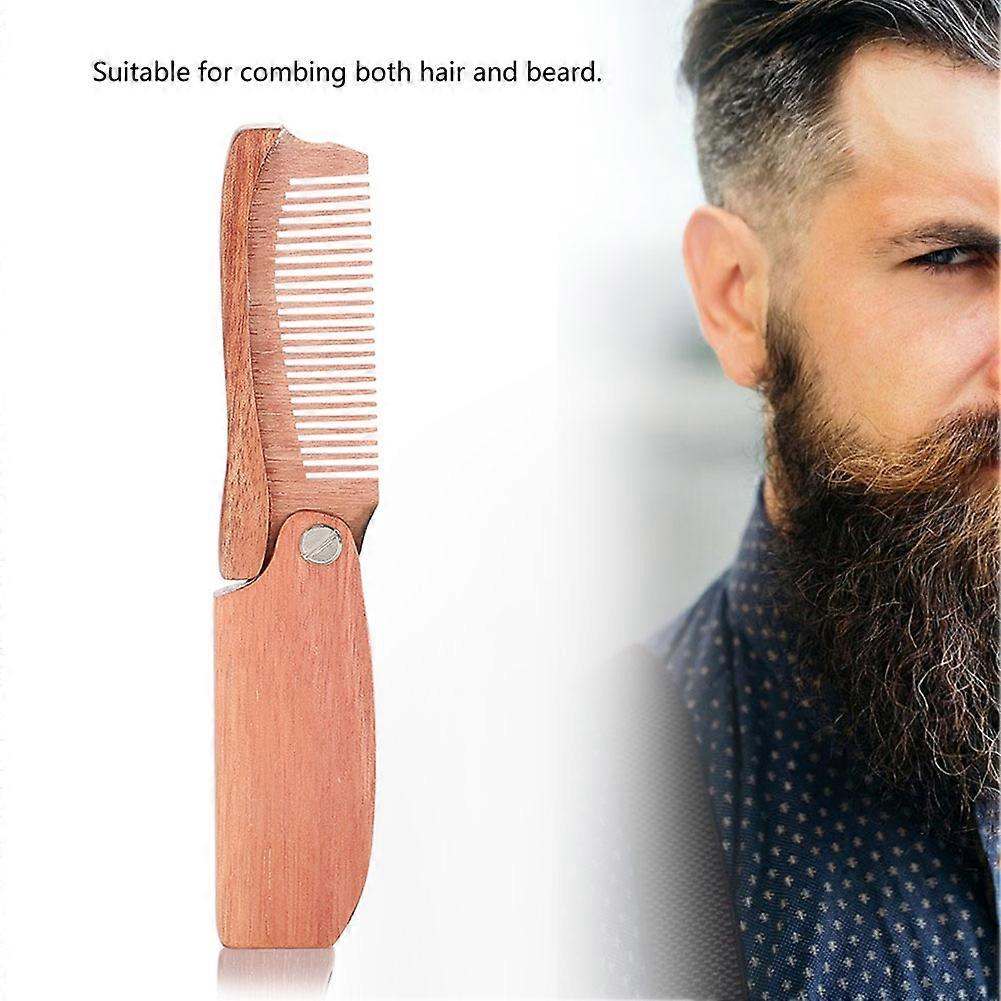 Portable Natural Wooden Beard Comb Folding Pocket Moustache Shaping Comb