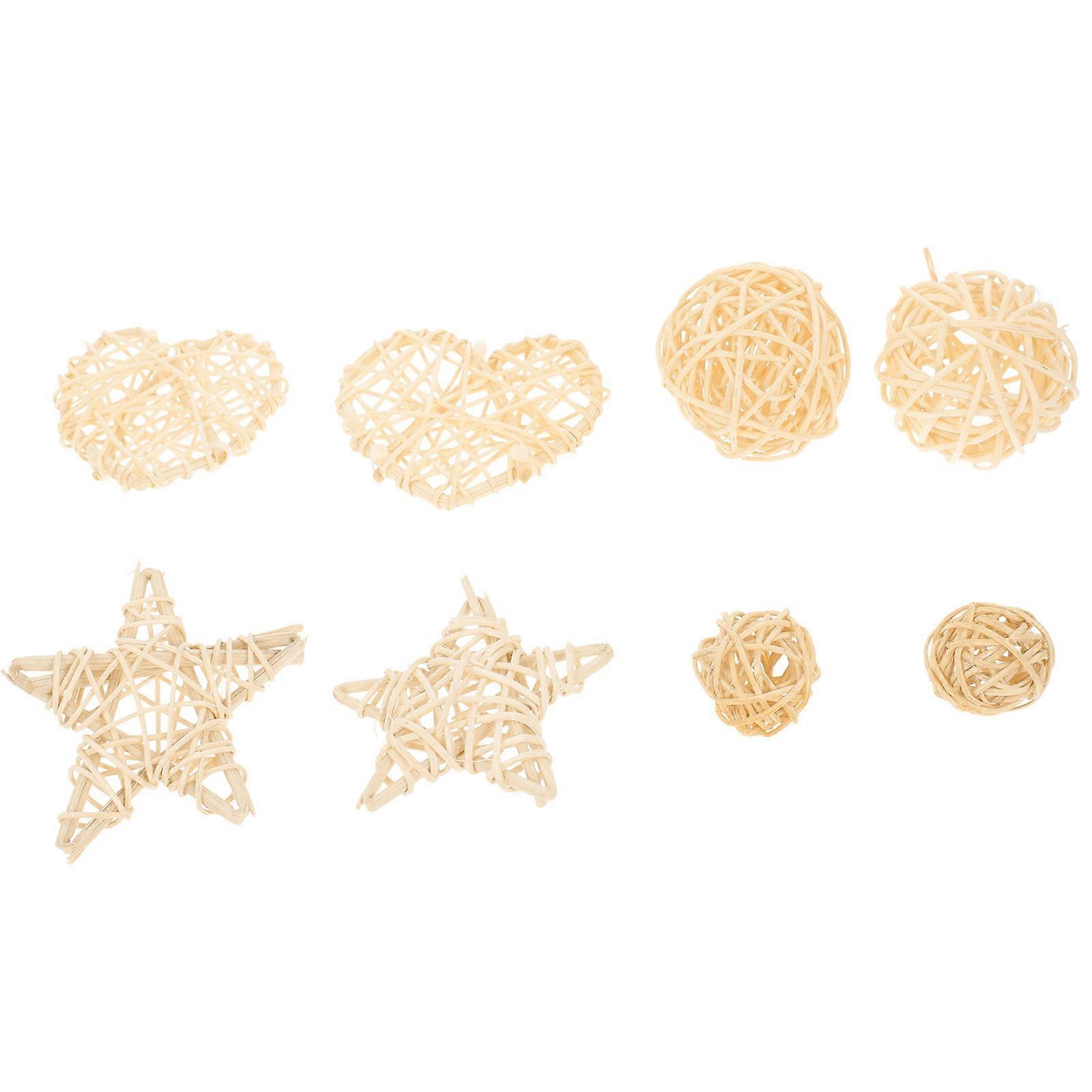 Beige Rattan Ball Toy for Small Pets Includes 8pcs Synthetic Material Chew Toys for Hamsters Rabbits Guinea Pigs