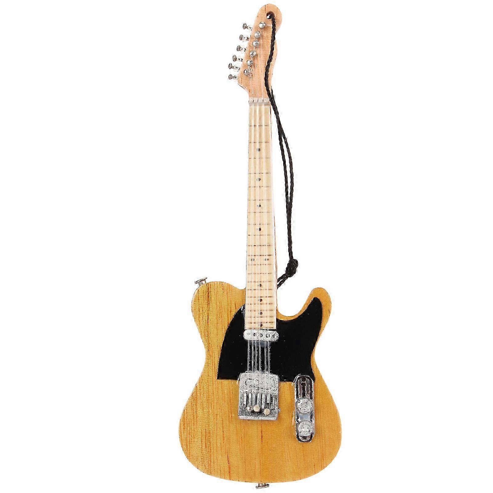 Miniature Wooden Guitar with Rich Details for Table Shelf Cabinet