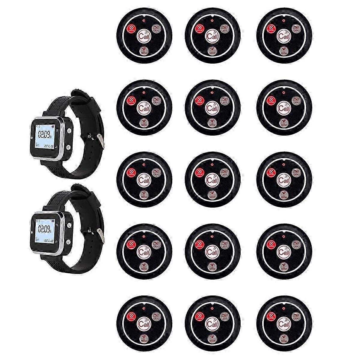 Cafe Waiter Service Buzzer - 15 Table Call Button Transmitter with UK Plug for Efficient Restaurant Communication