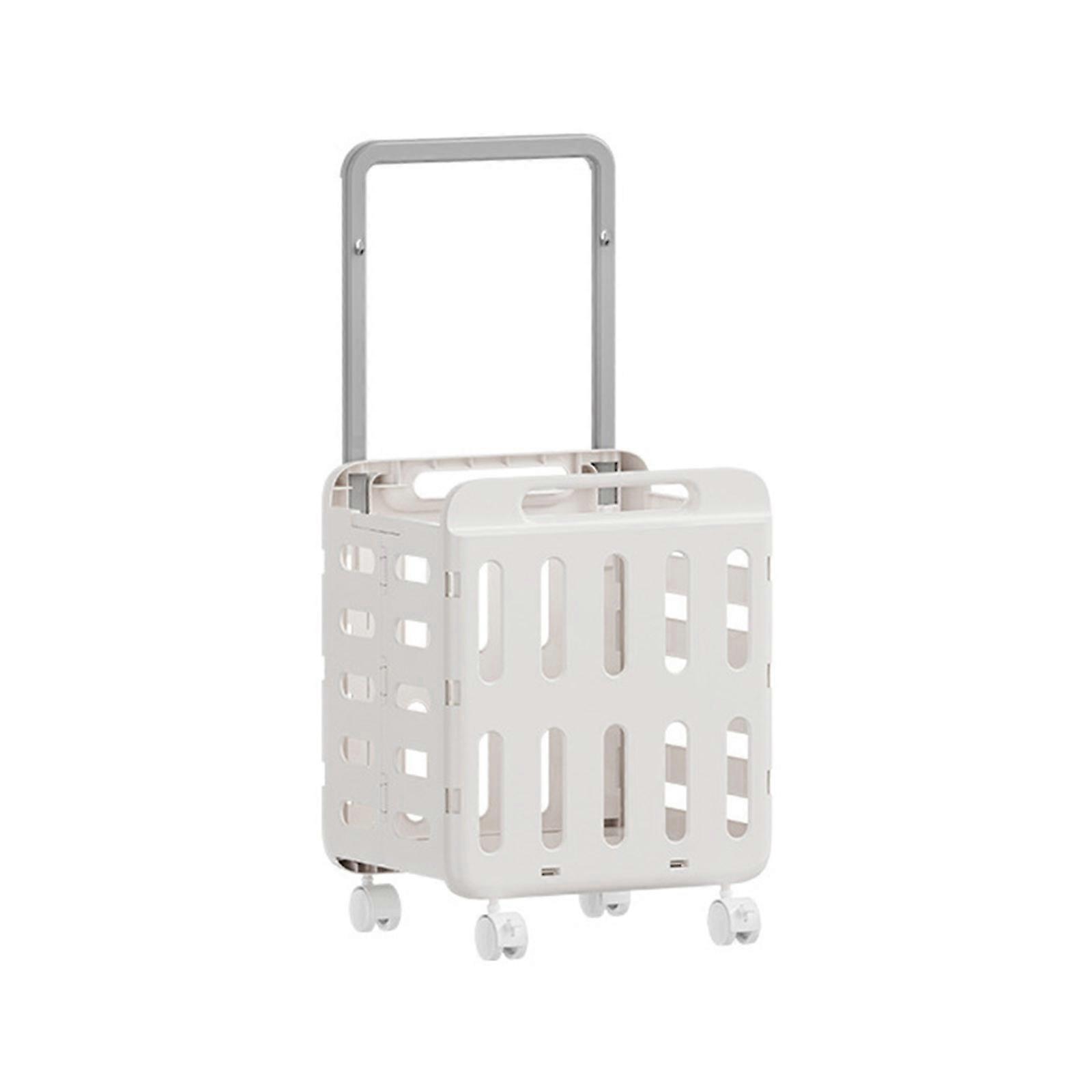 Double Layer Ventilated Laundry Hamper With Wheels and Handle Breathable Storage Cart For Home Bathroom Organization White