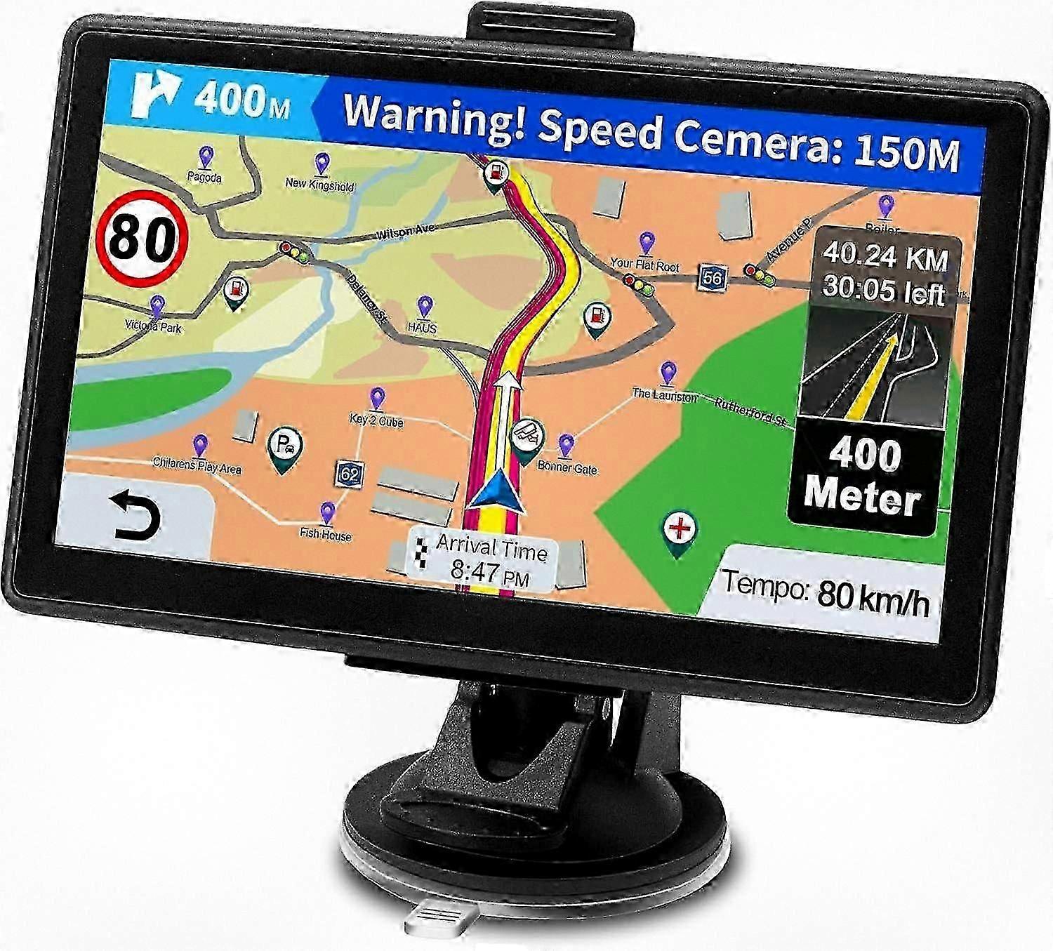 7 Inch Car GPS Navigation System with Lifetime Free Map Updates, Speed Camera Alerts, and POI Notifications