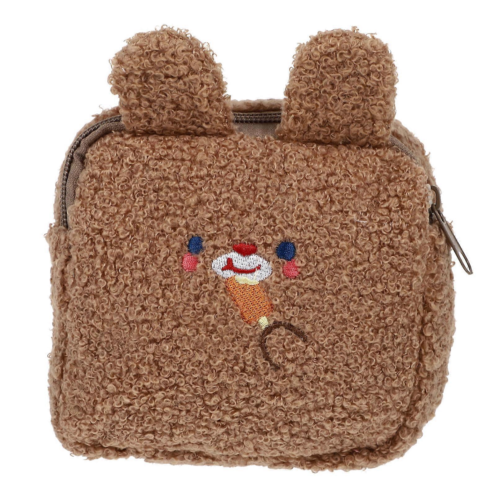 Plush Sanitary Napkin Holder, Embroidered Rabbit Zippered Makeup Bag for Cosmetics, Keys, Cellphones, Nursing Pads – Travel & Daily Use