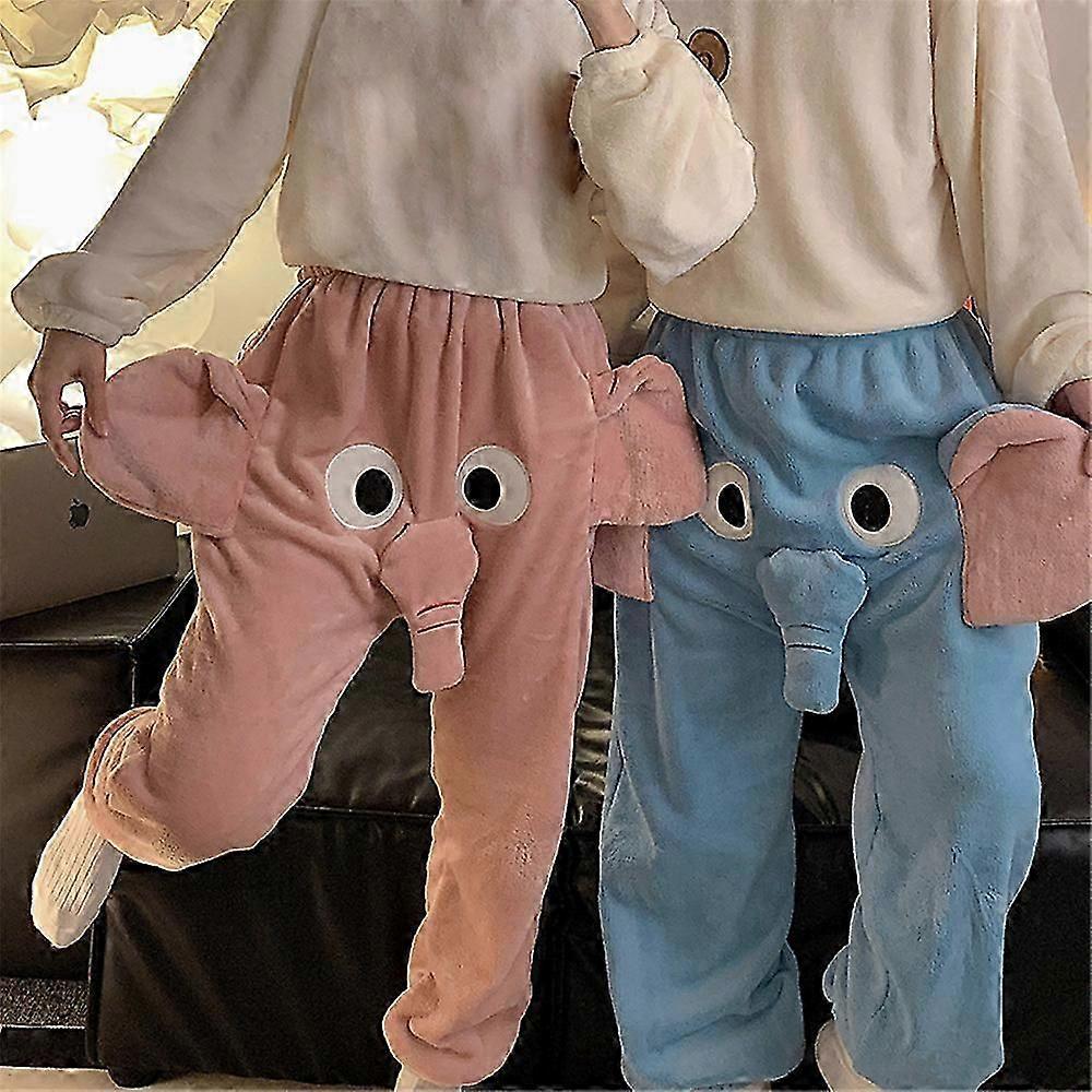 Komik Fil 3D Flanel Pijama Pantolon Erkek Kadın Çift Karikatür Hayvan Kış Sıcak Rahat Yumuşak Pantolon Pjs Pijama
