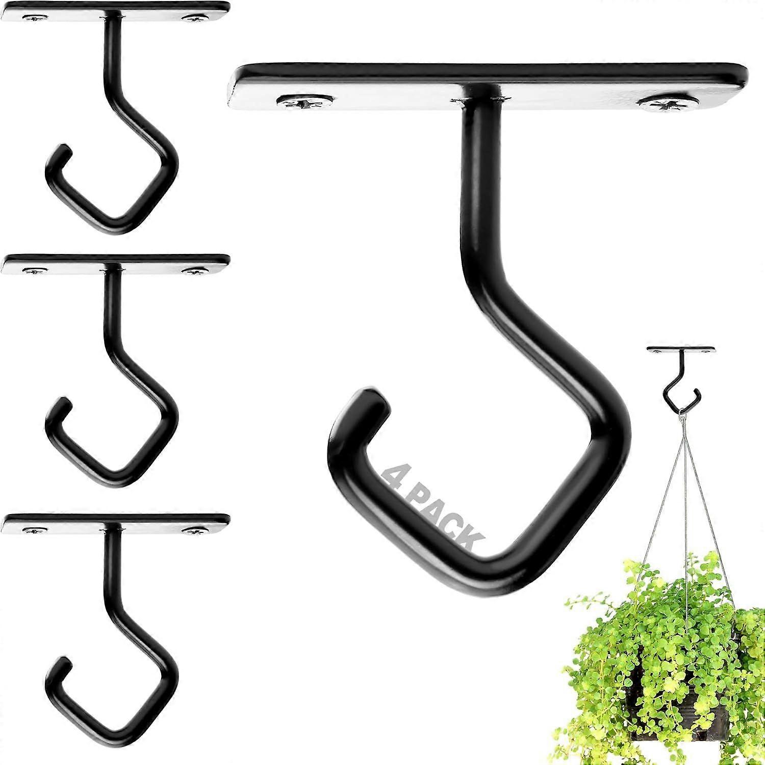 4 Pack 2.5 Inch Iron Ceiling Hooks for Hanging Plants - Indoor Use Also for Wall Mount