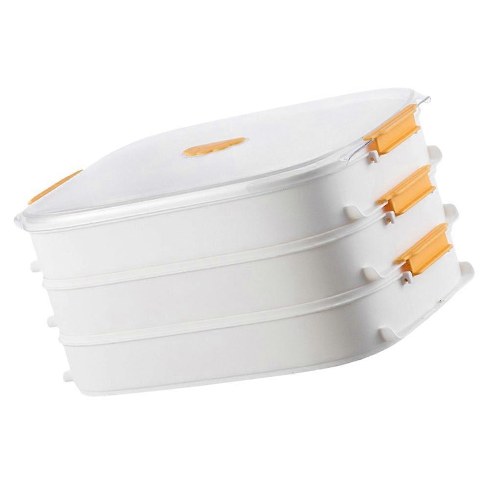 Dumpling Storage Box with Three Layers Design for Refrigerator Organization in White PP Material 7.8x5.5x4.3 Inches