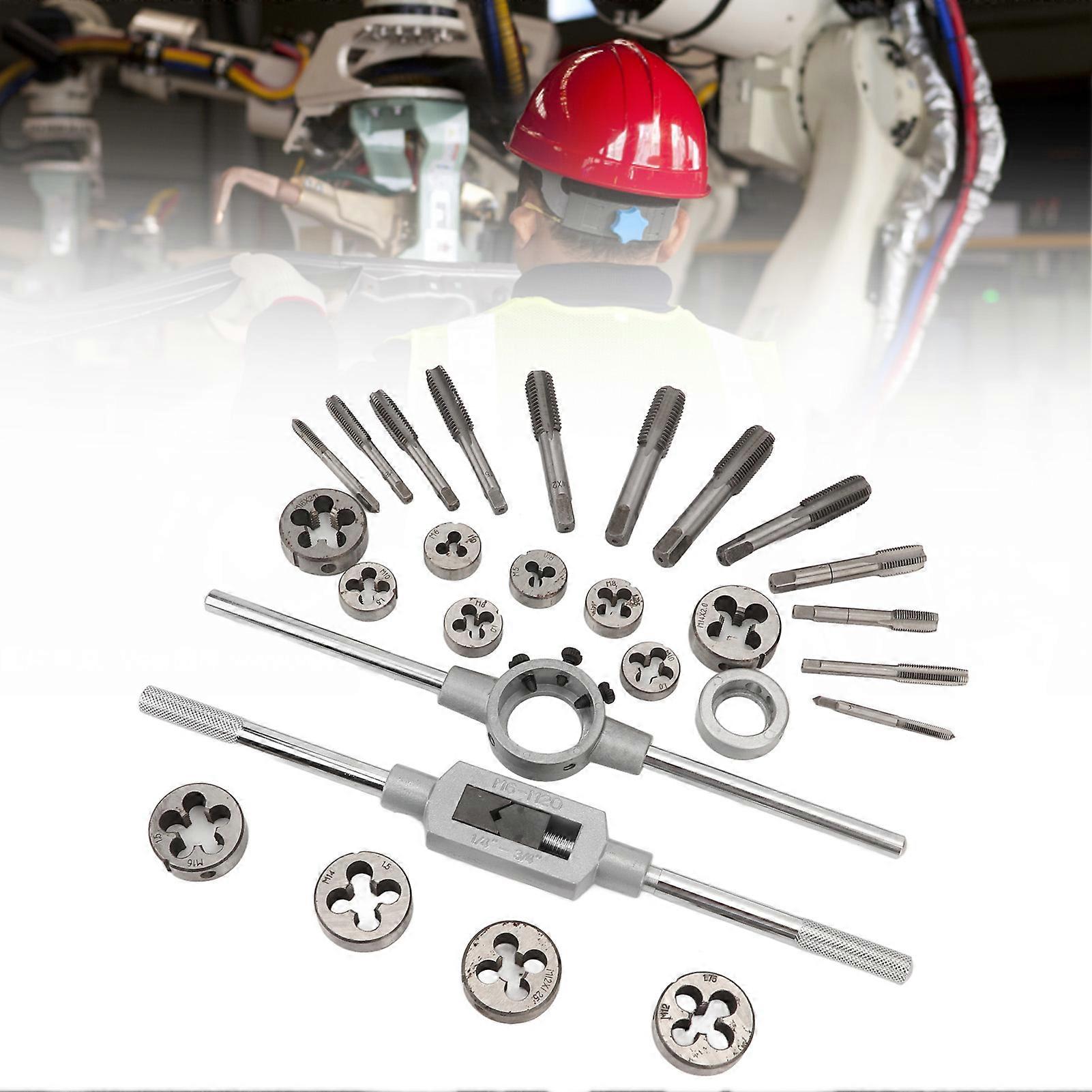 Tap Die Set Metric M5‑M16 Coarse Fine Teeth Threading Tool Kit with Complete Accessories 