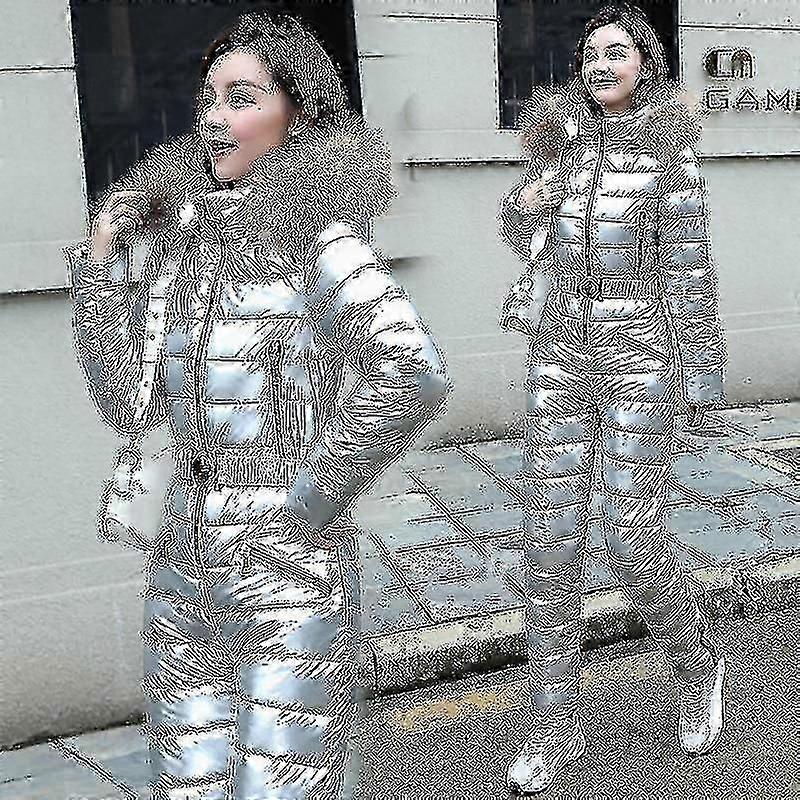 Tuta da sci monopezza in oro argento lucido donna