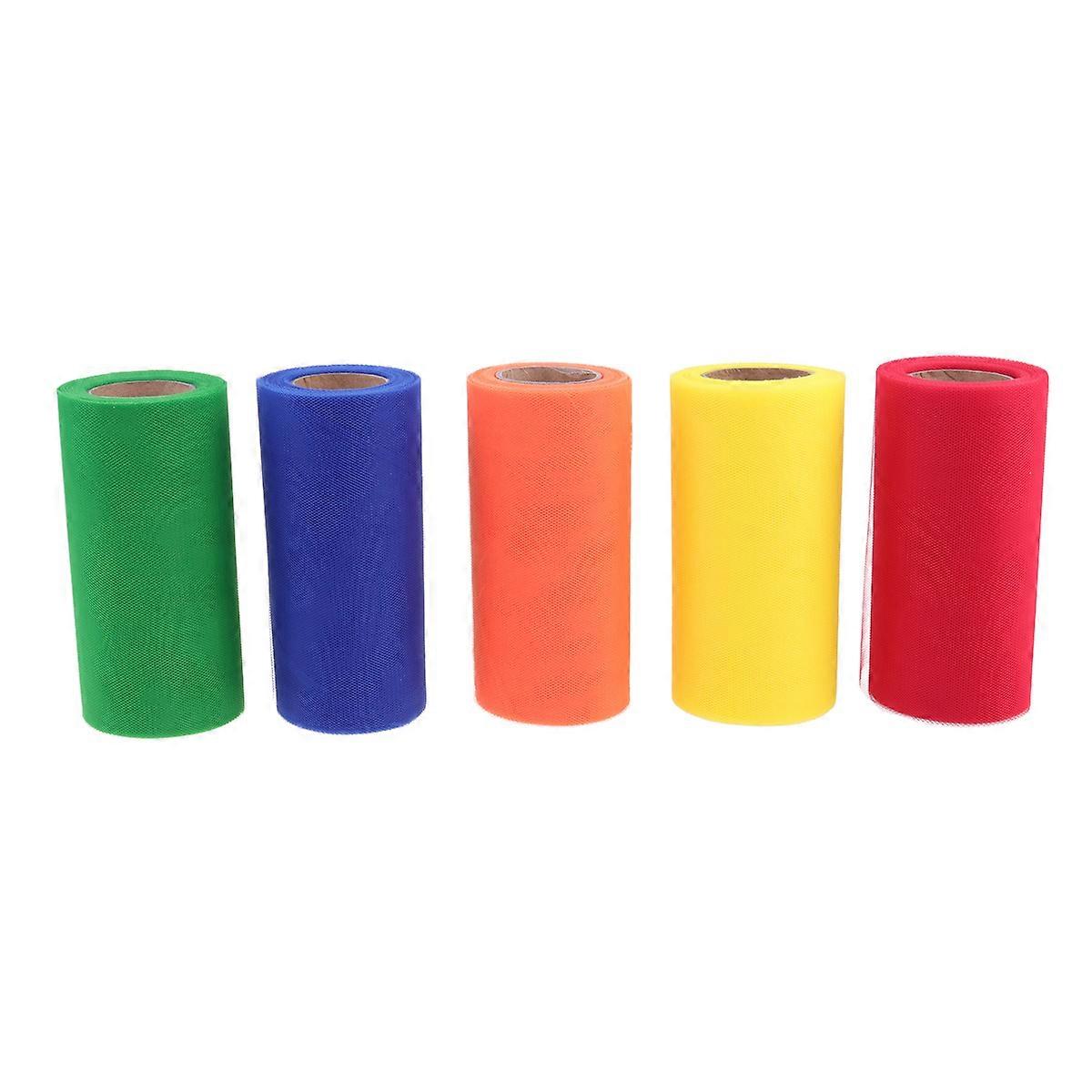 5Pcs Yarn Tulle Netting Rolls Polyester Fabric for Decoration Bow Tutu Skirt DIY Craft Sewing Gift Wrapping Clothes Assorted Color
