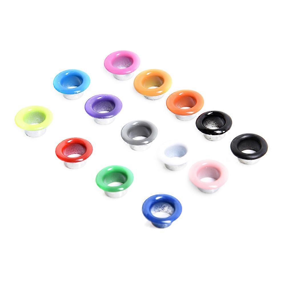 100PCS 6MM Colored Canvas Grommets Hanging Tag Grommet Eyelets Kit Clothes Eyelet Button Set Metal Corn eyed Rivet Buckle Kit for Home Use Mixed