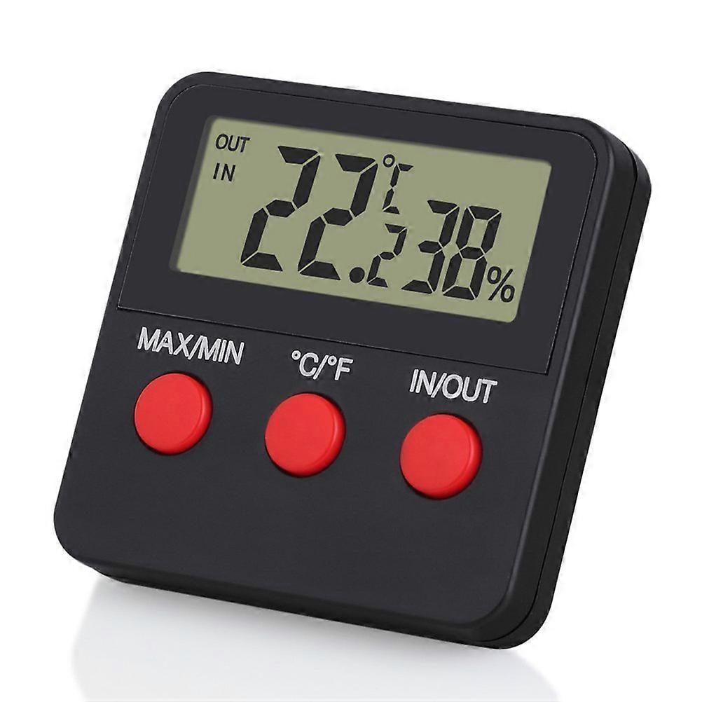 Black Pet Hygrometer with Large LCD Display for Reptiles Measures Temperature Humidity 4.7 x 3.5 Inches