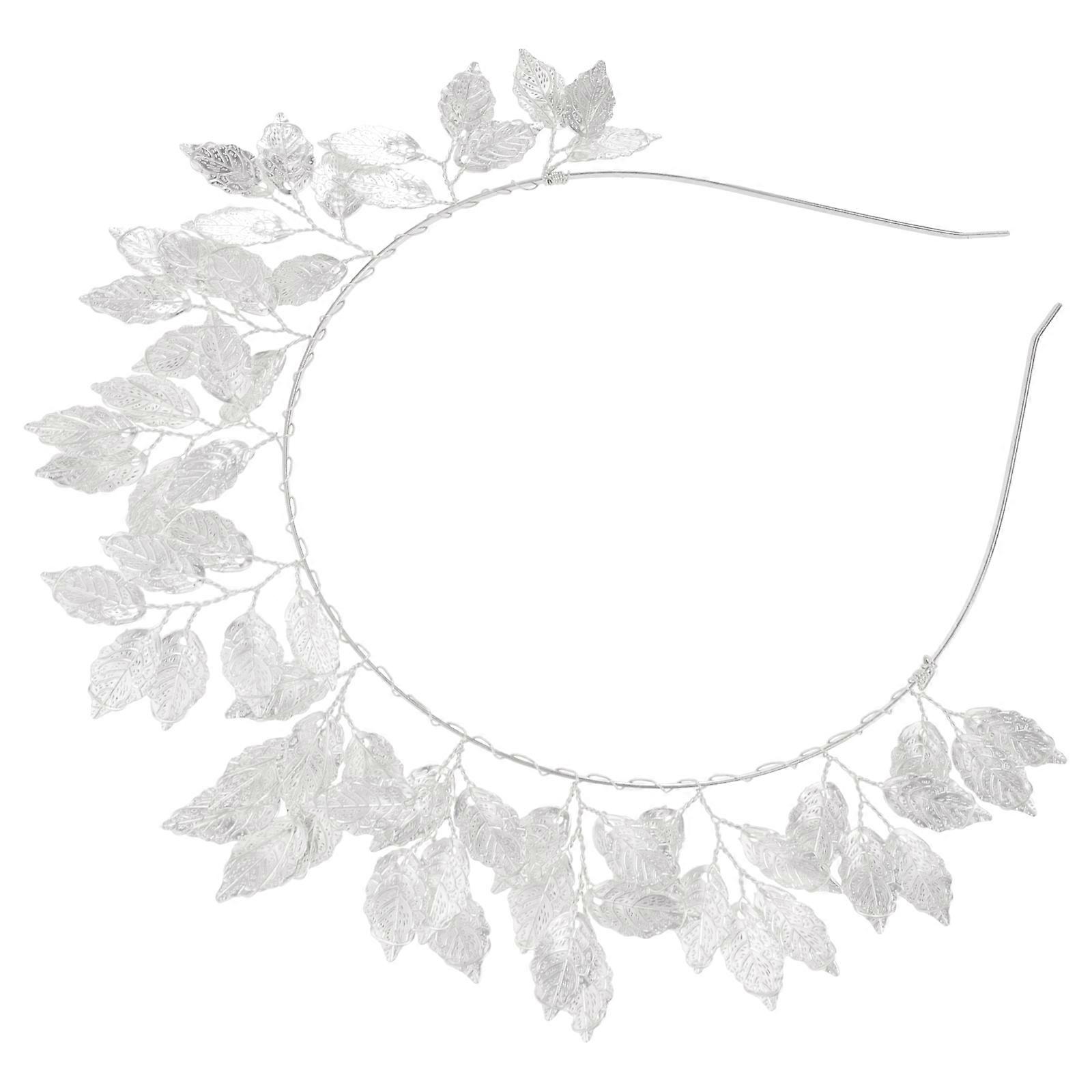 Durable Alloy Headband with Elegant Leaves Design for Wearing Silver