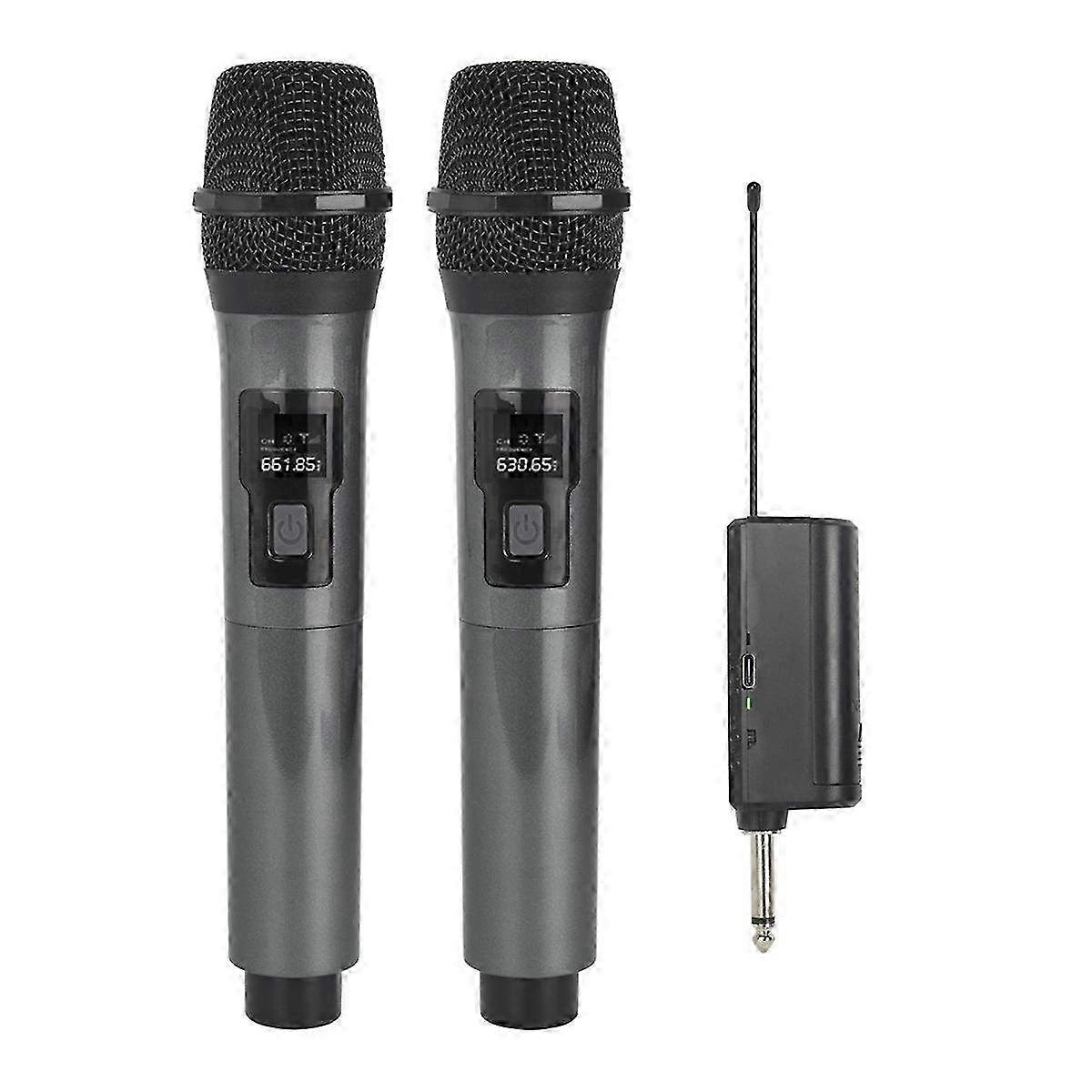 2-Channel UHF Wireless Handheld Microphone with Fixed Frequency, Compatible with WN043 Models