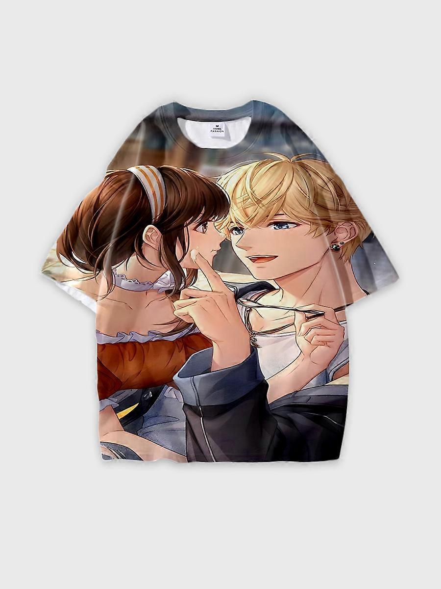 T-shirt round neck Role Pattern loose short sleeve E1983