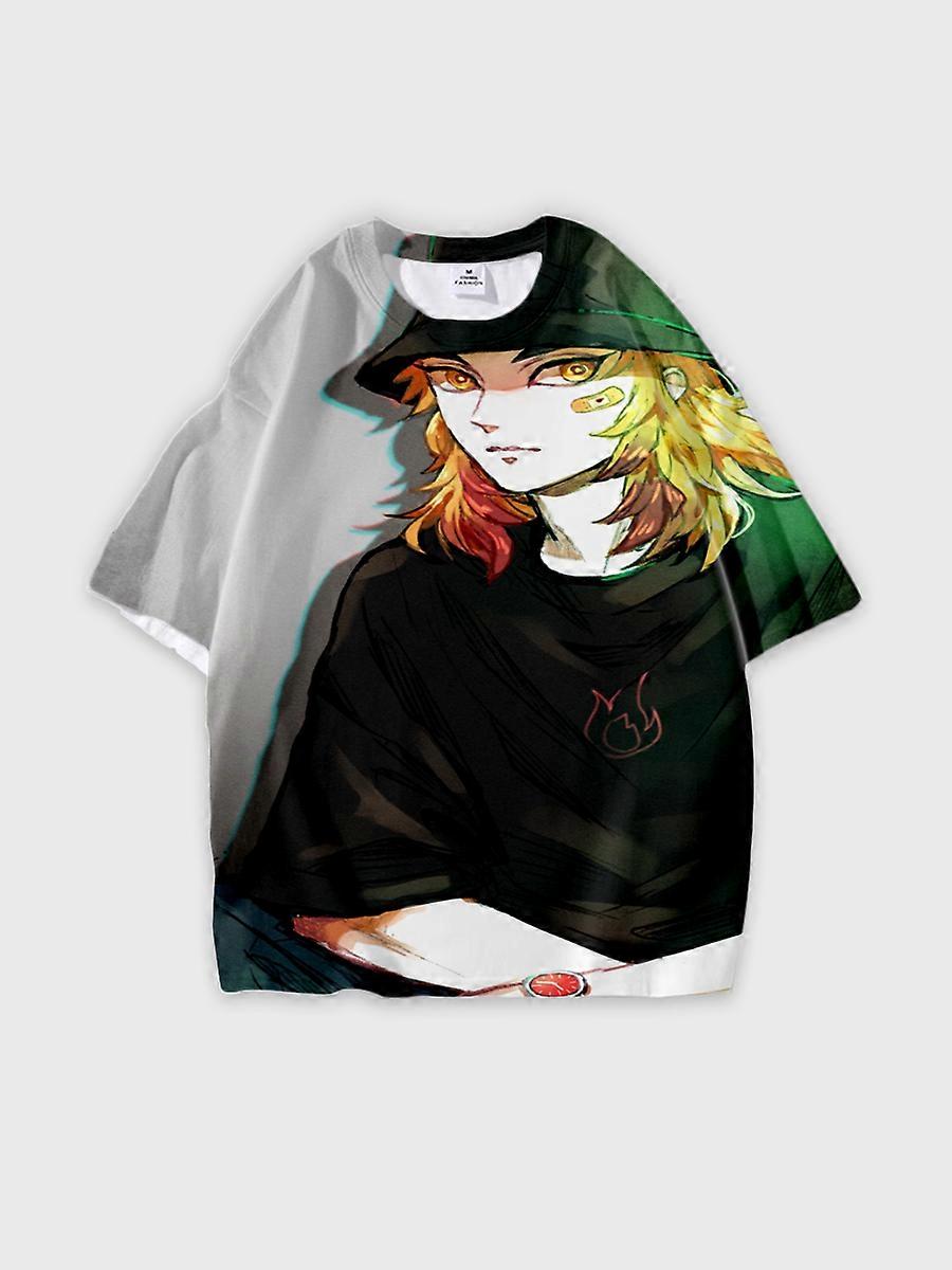 T-shirt round neck Character Pattern loose short sleeve P3102