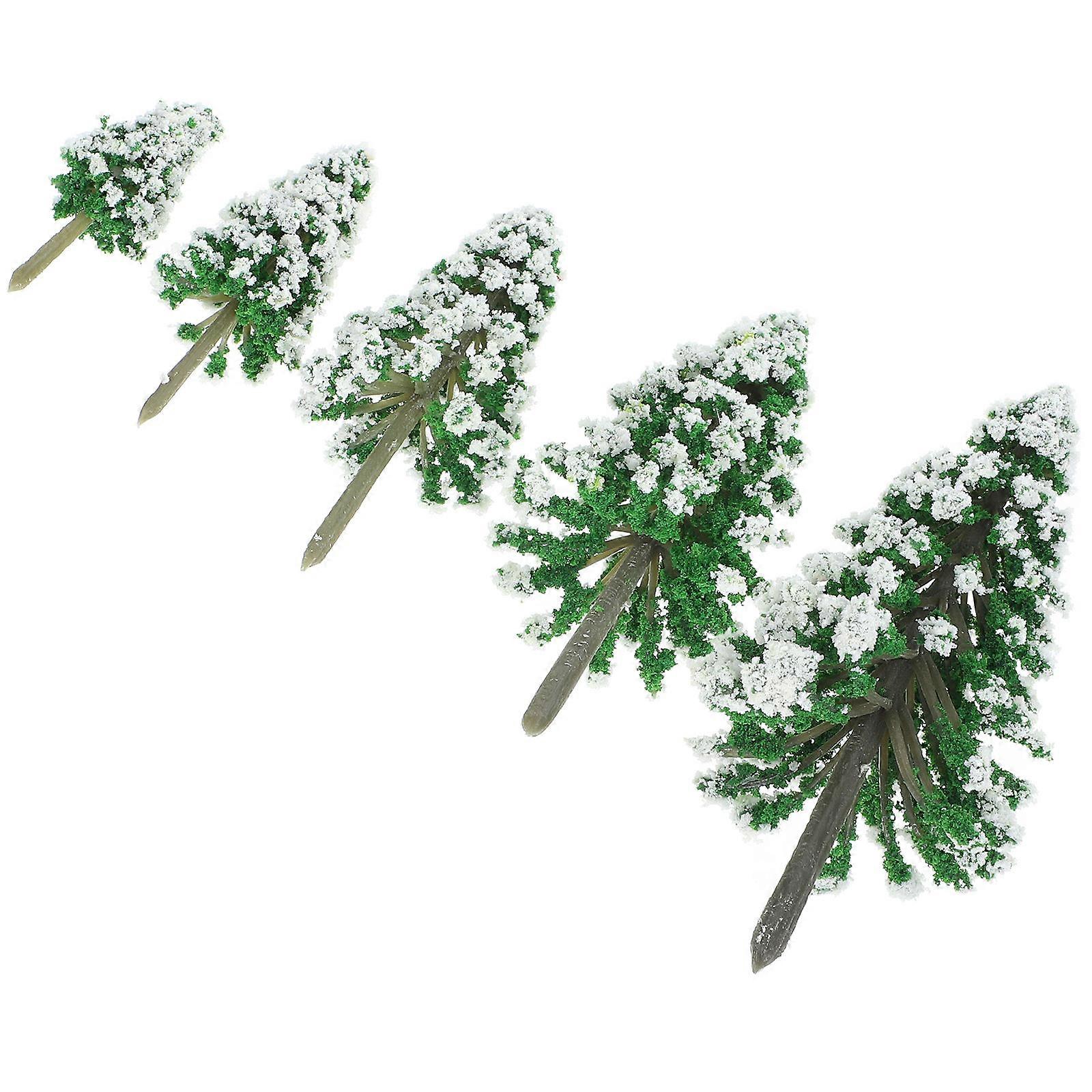 Miniature Craft Trees Small Plastic Trees For Diy Users Green 5 5Cm X 2Cm X 2Cm Decoration 5Pcs